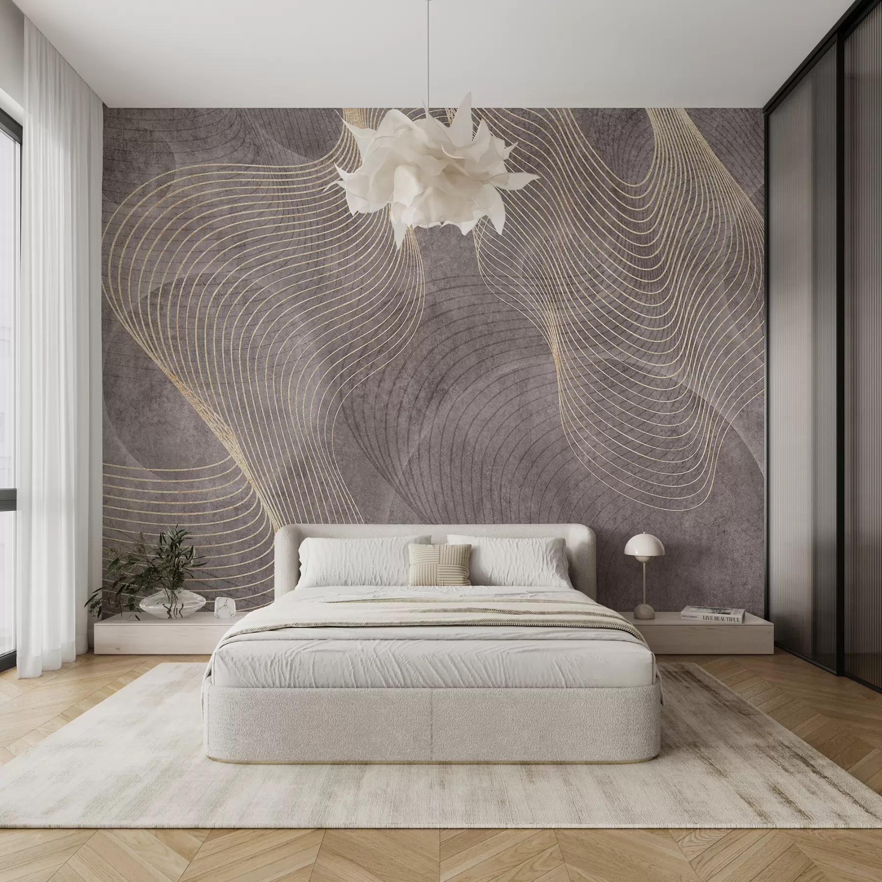 wall murals Таласасте линије у песку и беж u97469