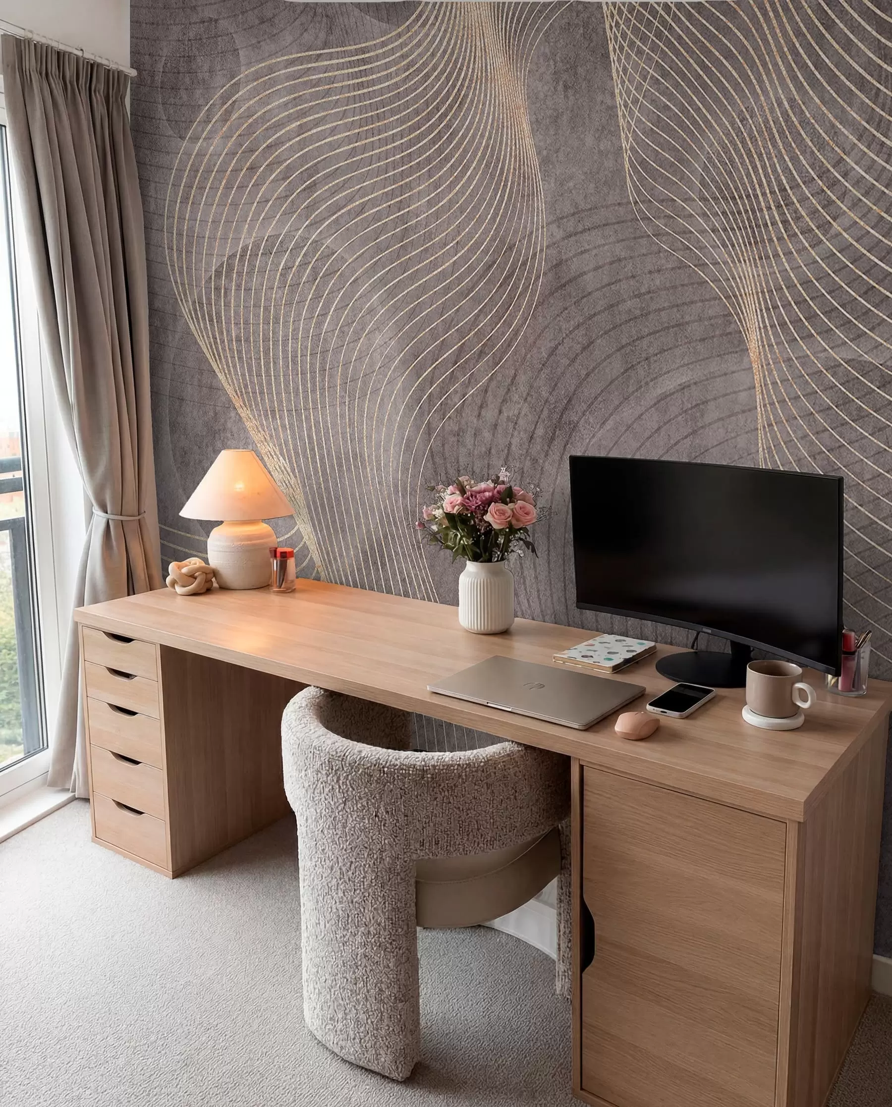 wall murals Таласасте линије у песку и беж u97469