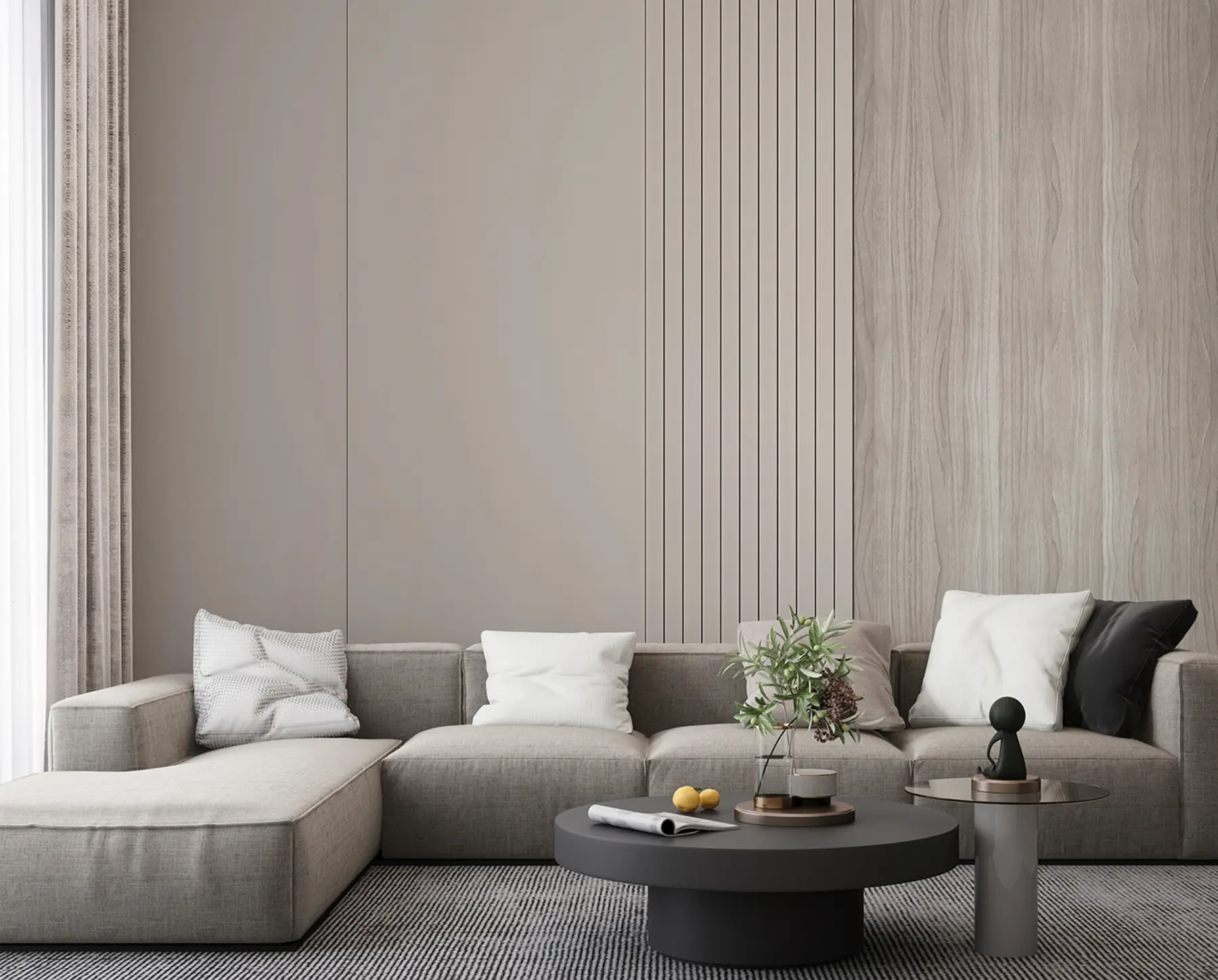 wall murals Панел са летвицама и дрветом u97549