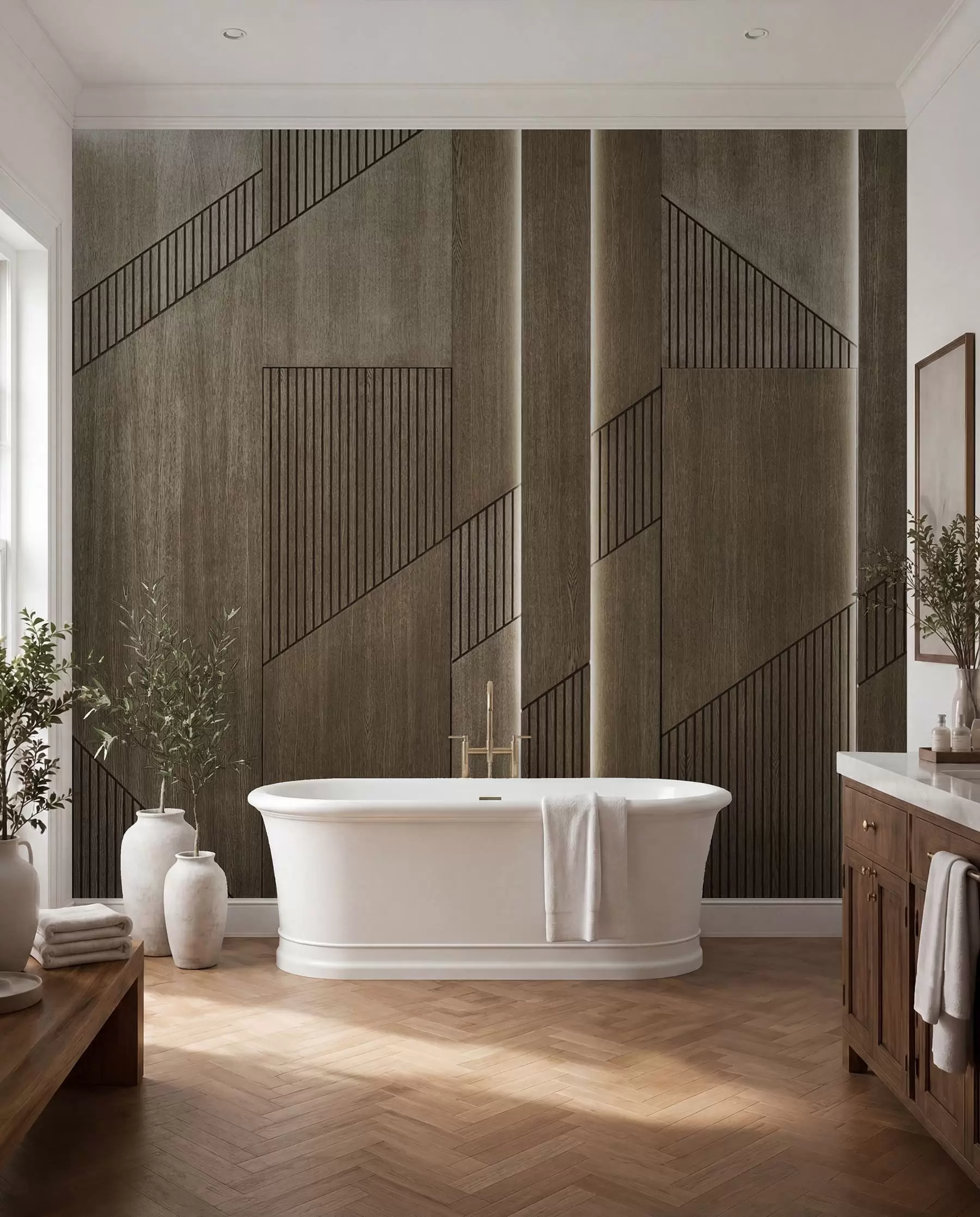 wall murals Drvene linije i uglovi u97555