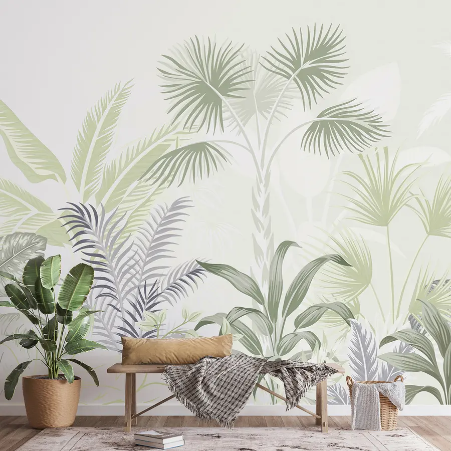wall murals Кичмењак, биљка и грана у зеленим бојама u06685v3