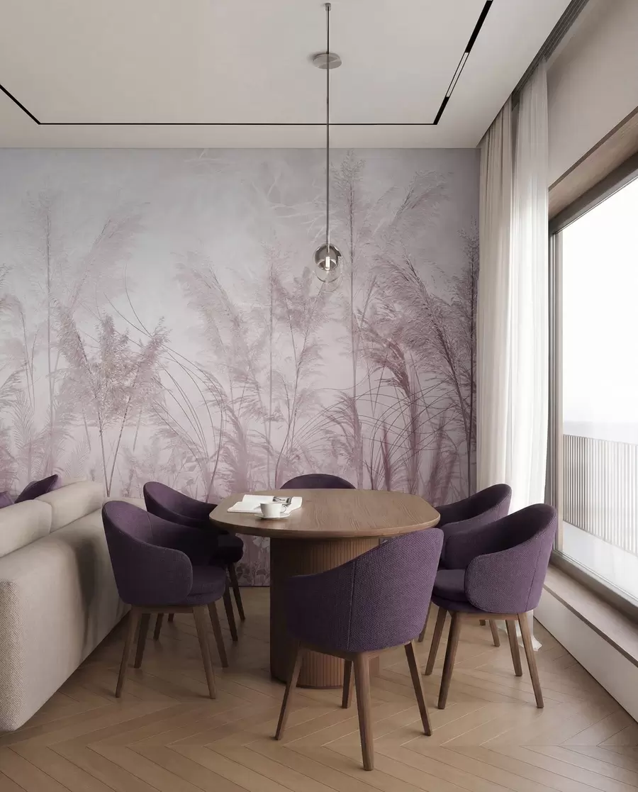 wall murals Високе биљке у пастелним бојама у љубичастим бојама u93903v2