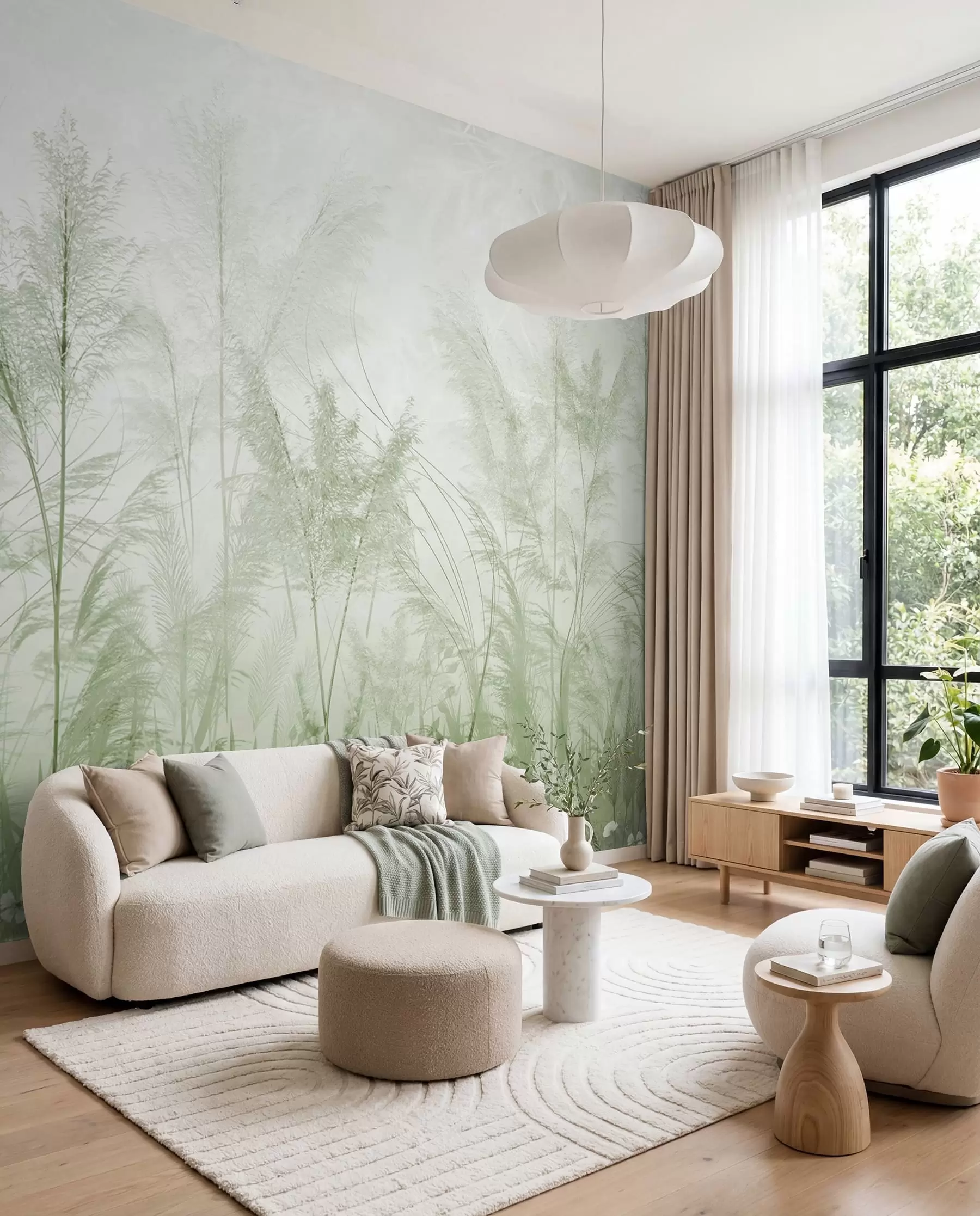 wall murals Високе биљке у пастелним бојама у зеленим бојама u93903v3