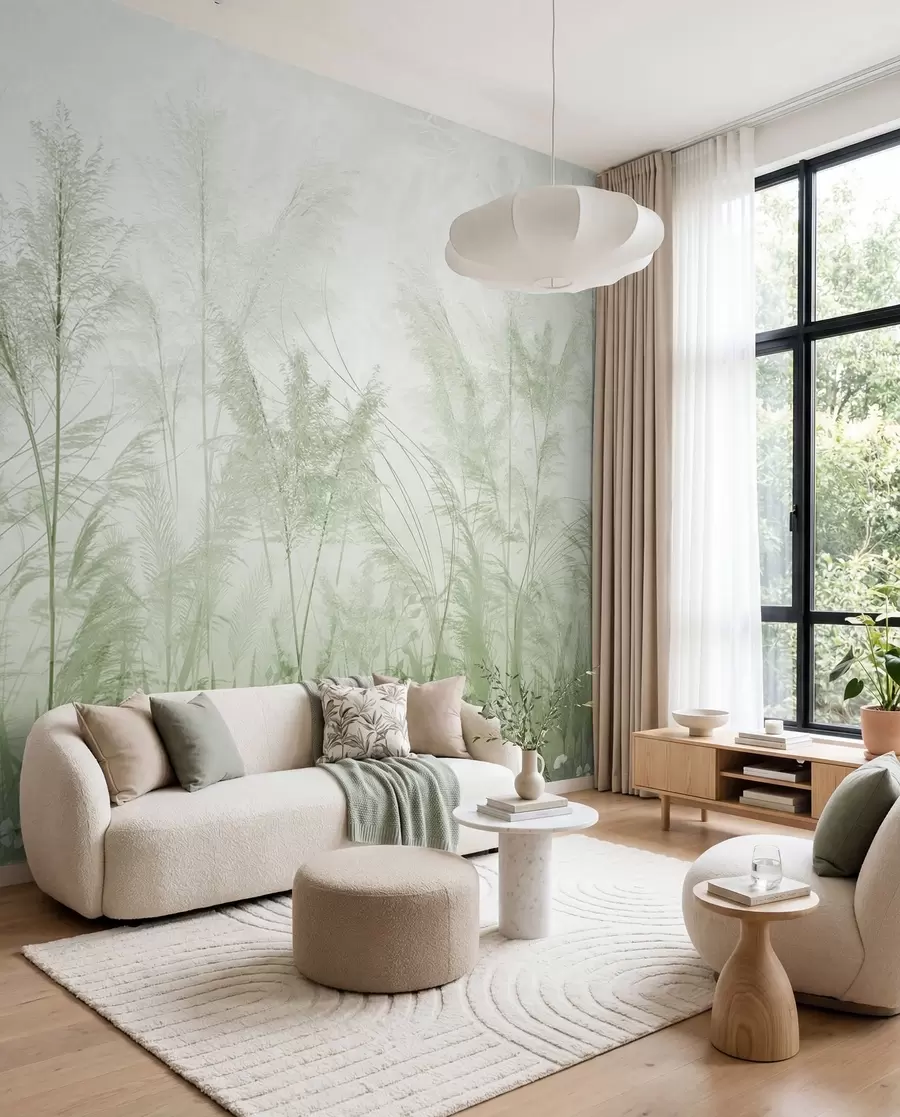 wall murals Високе биљке у пастелним бојама у зеленим бојама u93903v3