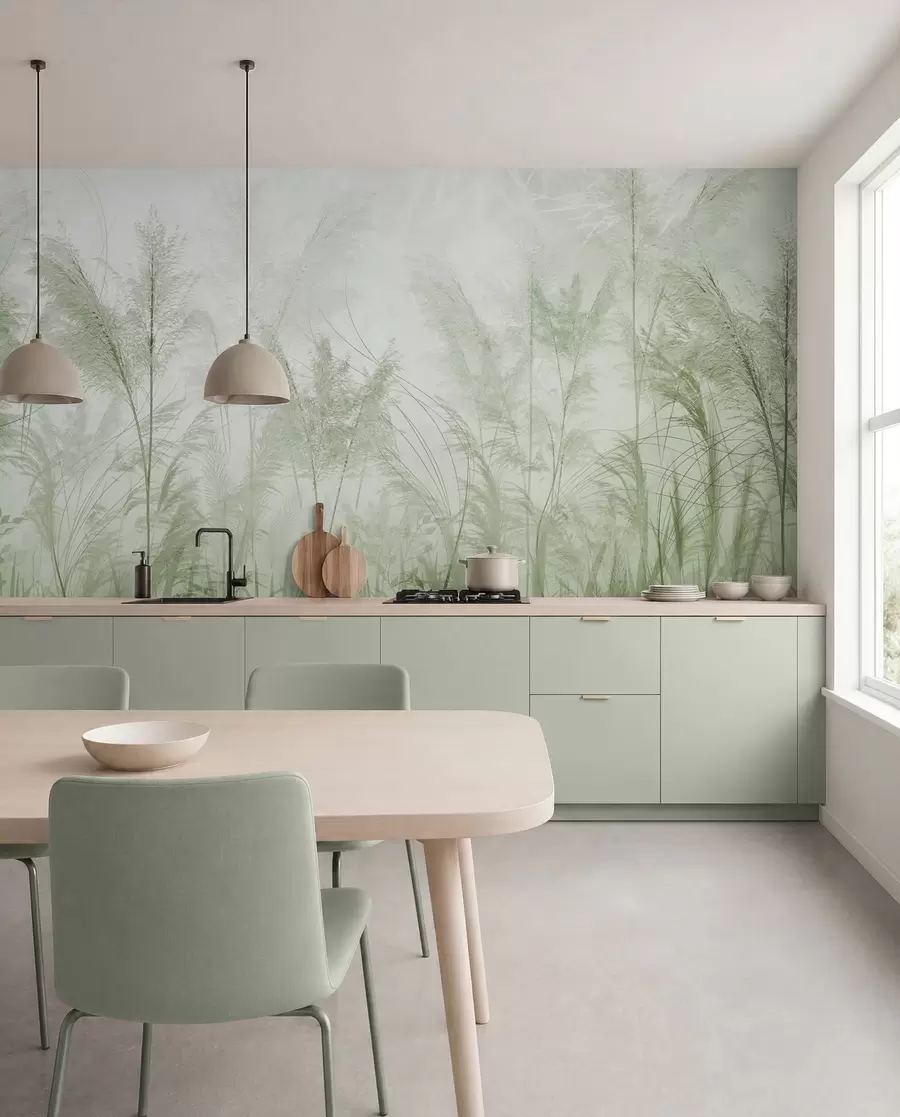 wall murals Високе биљке у пастелним бојама у зеленим бојама u93903v3
