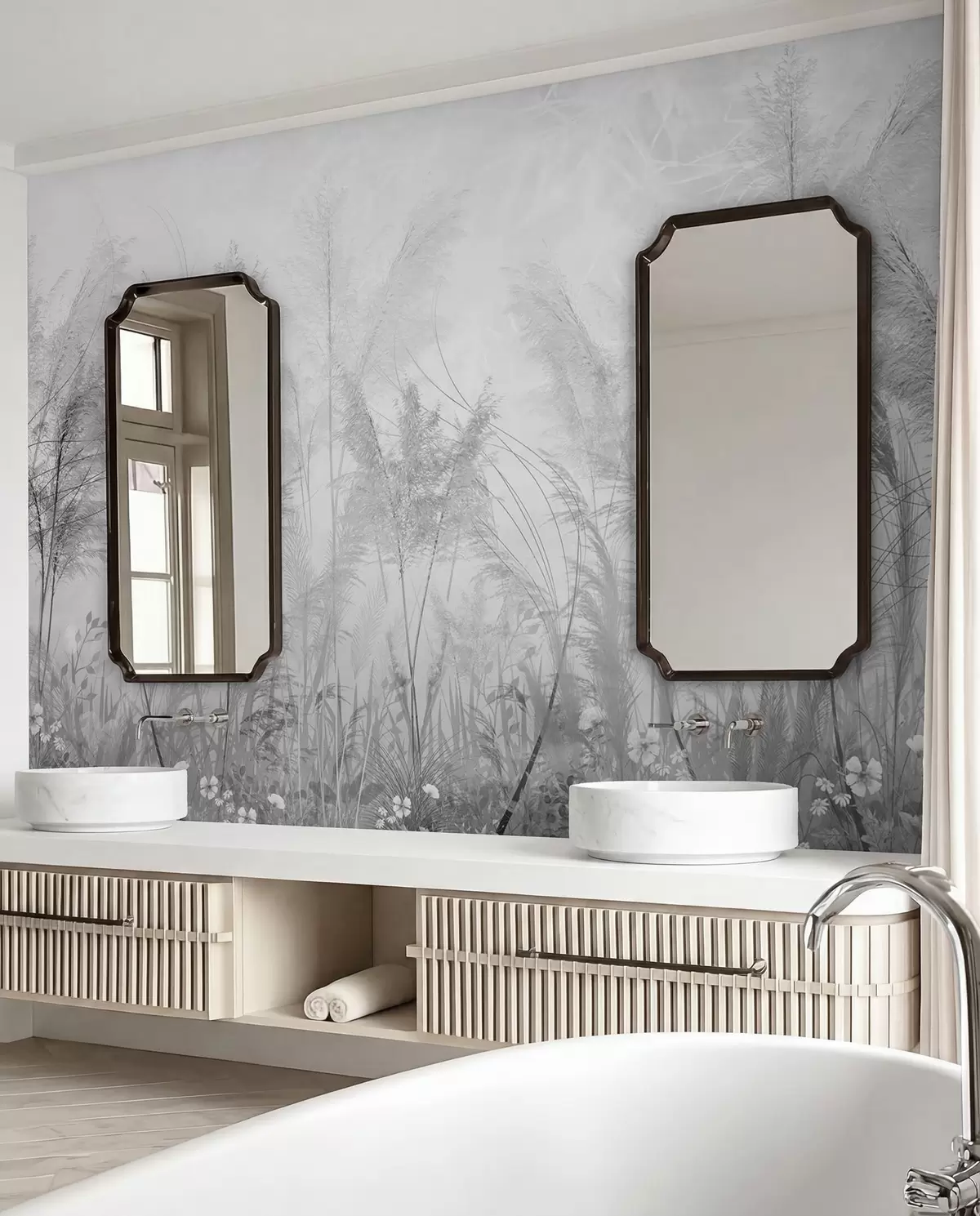 wall murals Livada u srebrnoj izmaglici u93903v4