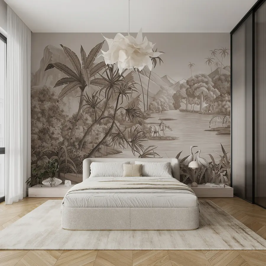 wall murals Црно-бели тропи у смеђим бојама u59040v1