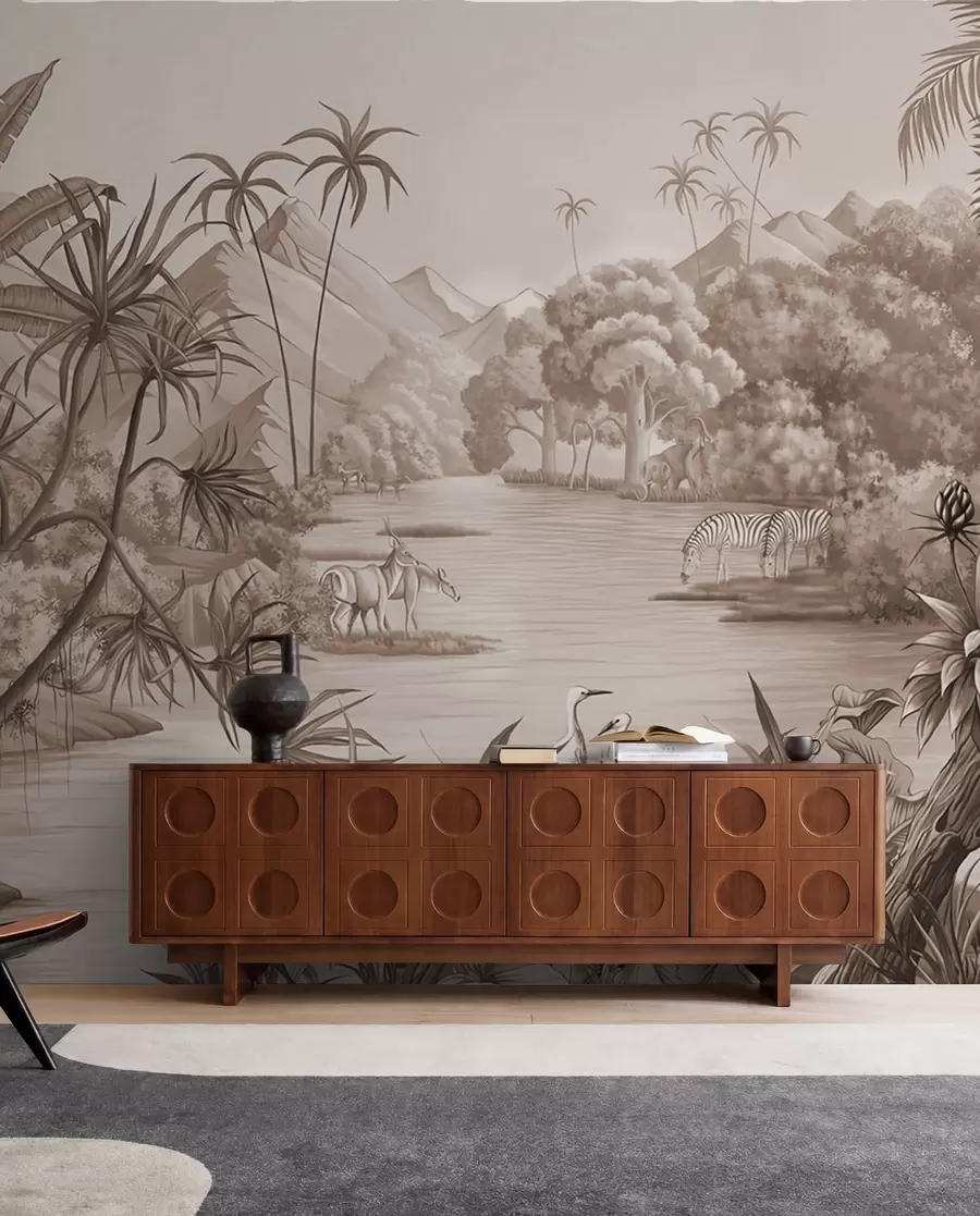wall murals Црно-бели тропи у смеђим бојама u59040v1