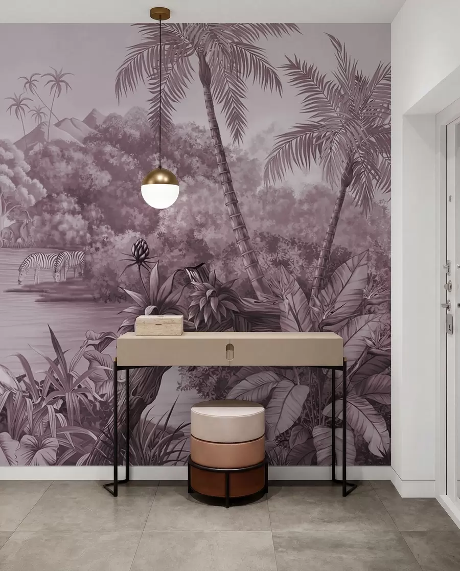 wall murals Црно-бели тропи у љубичастим бојама u59040v3