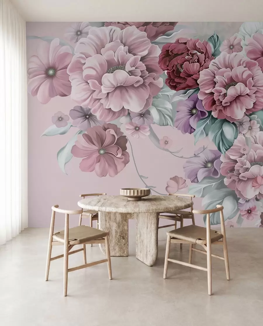 wall murals Нежно плаво цвеће у ружичастим бојама u59900v1