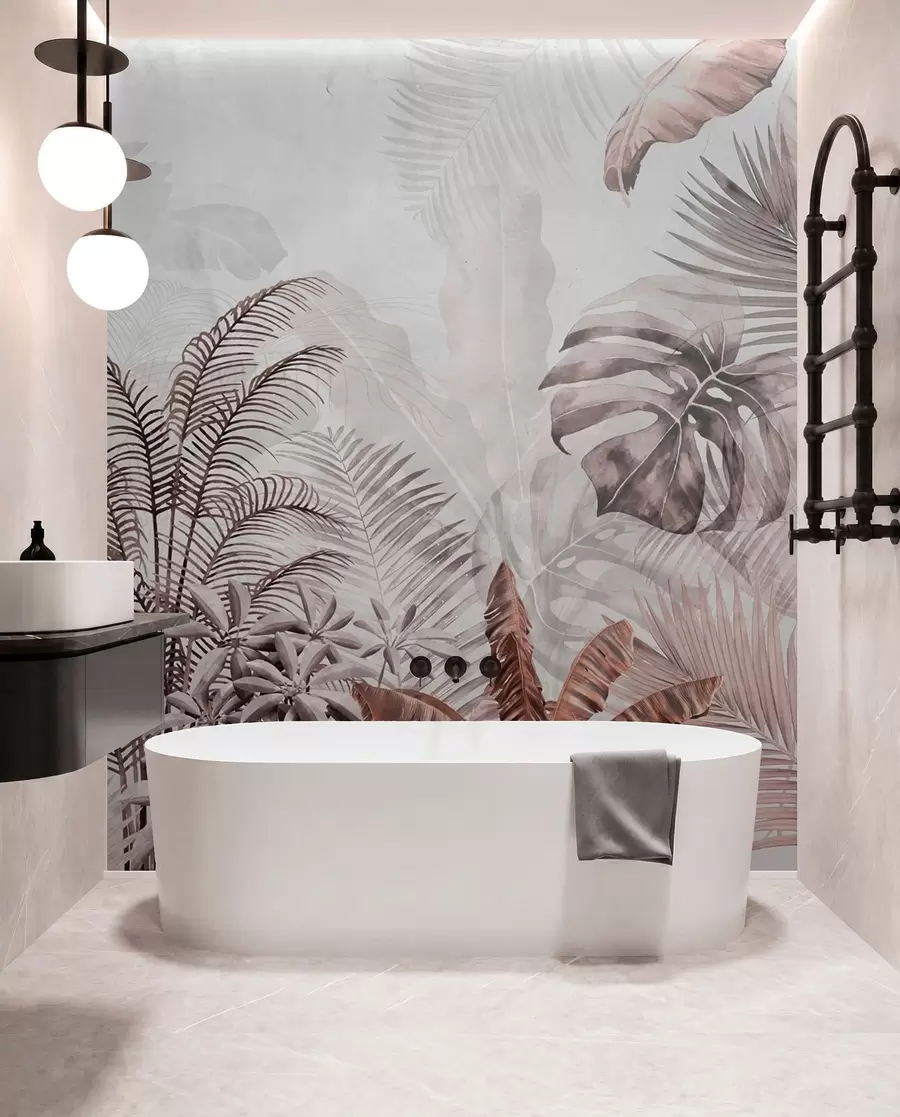 wall murals Палме у сивој боји у сиво-браон бојама u71284v2