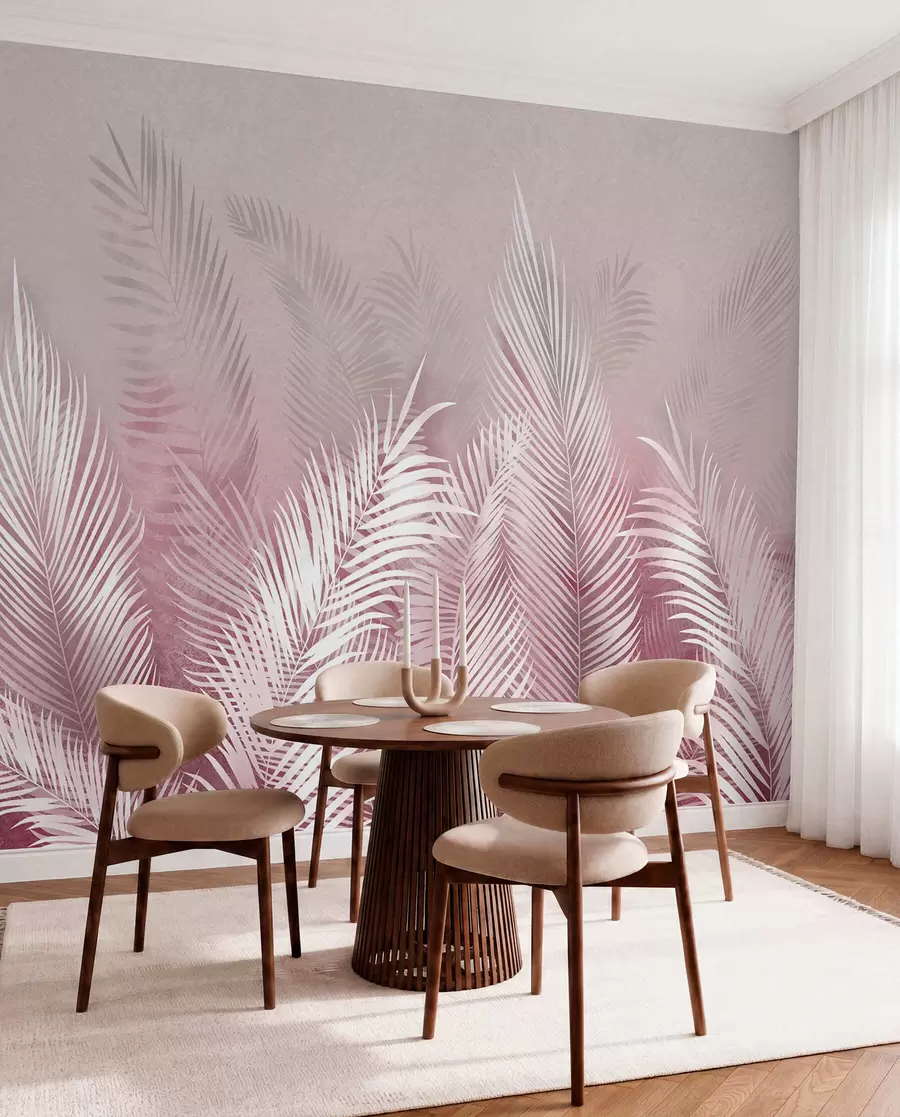 wall murals Беле палме на ружичастој гранж позадини. у ружичастим бојама u74601v2