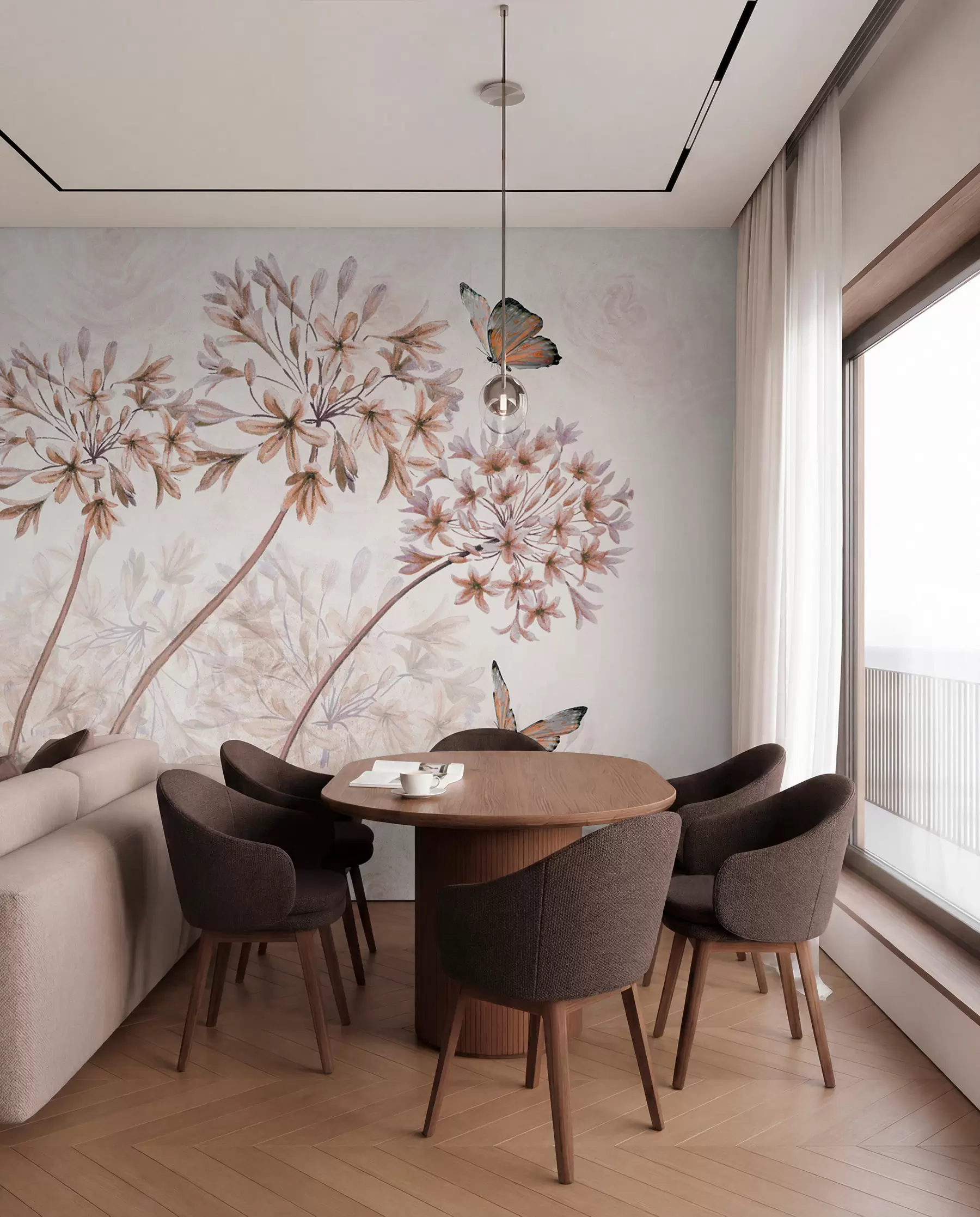 wall murals Биљка, цвет и плава у браон бојама u35495v1