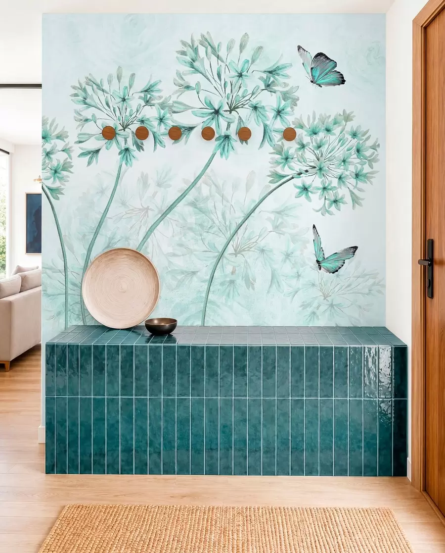 wall murals Биљка, цвет и плава у плавим бојама u35495v2