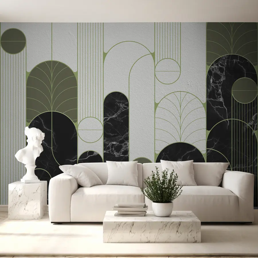 wall murals Лукови у стилу Арт Децо у зеленим бојама u73101v2