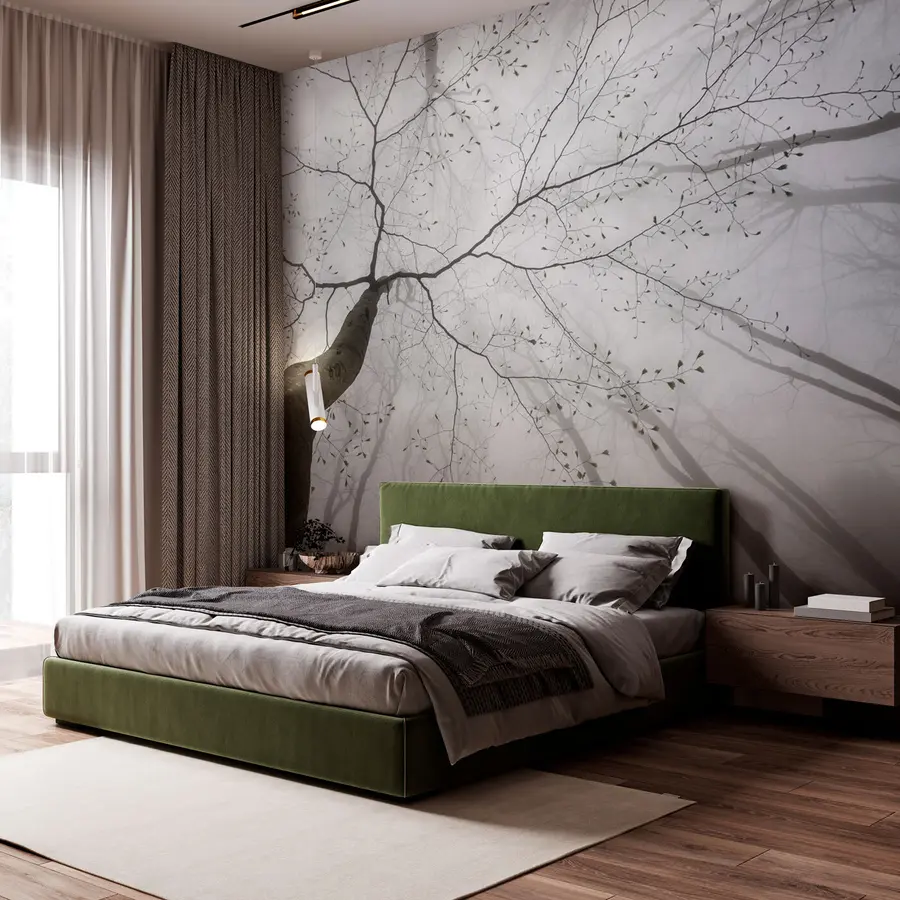wall murals Магловито јутро у шуми u97391