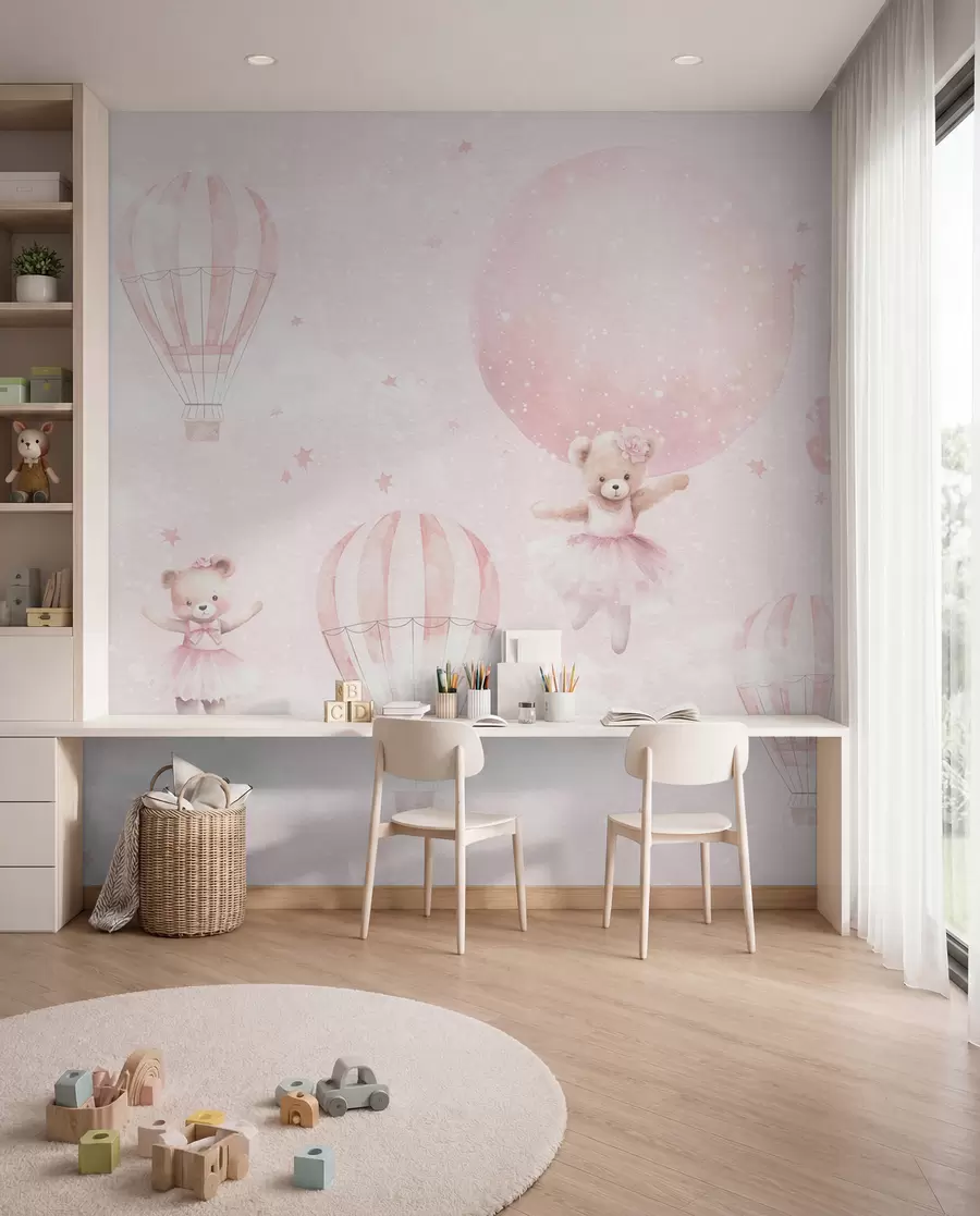 wall murals Mede i ružičasti baloni u97954
