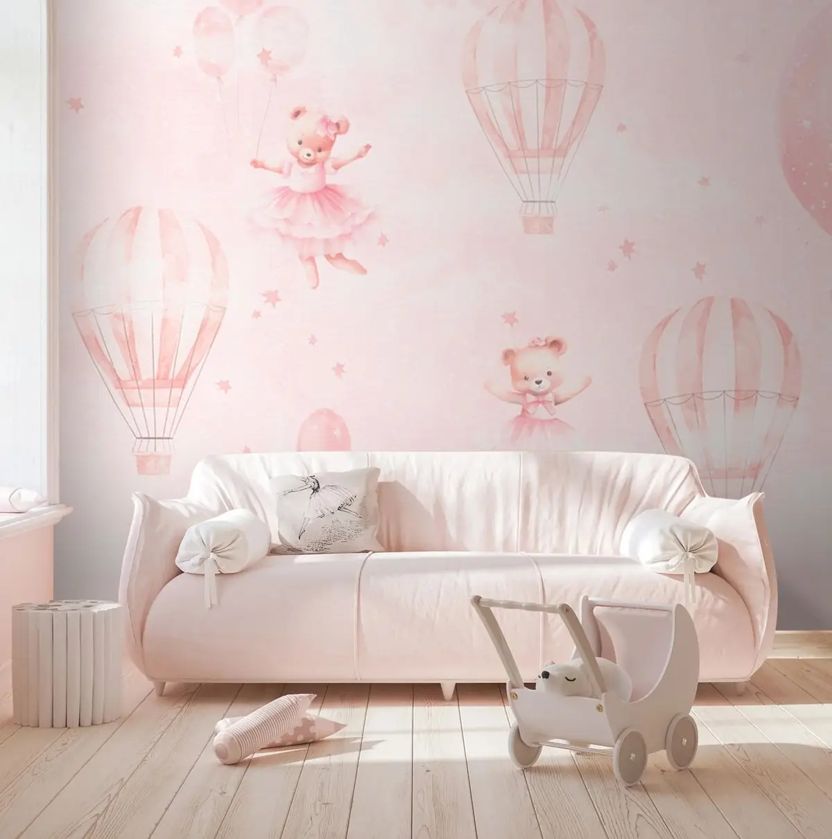 wall murals Mede i ružičasti baloni u97954