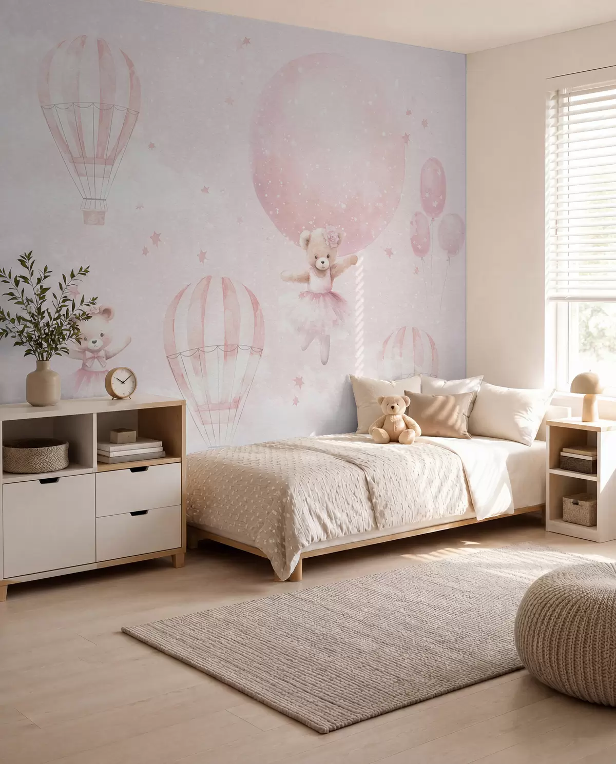 wall murals Mede i ružičasti baloni u97954