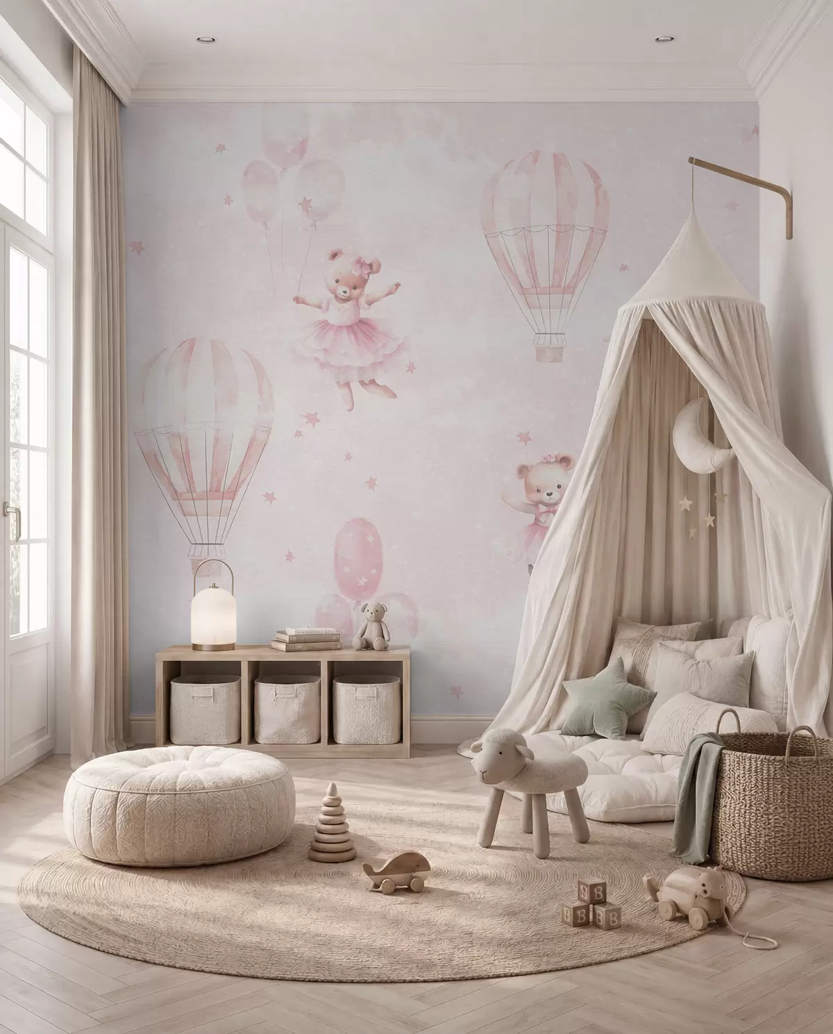 wall murals Mede i ružičasti baloni u97954