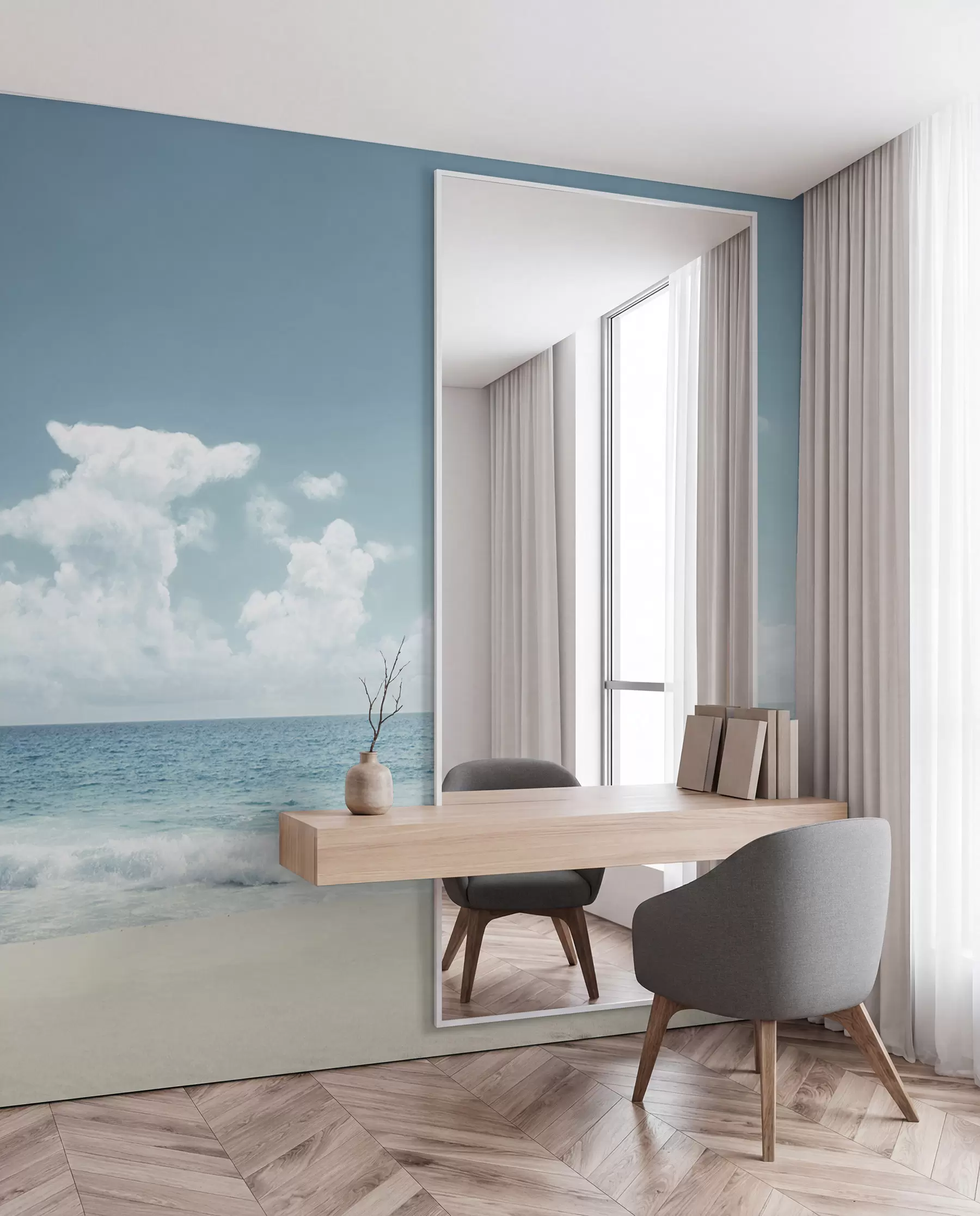 wall murals Otvoreno more u svijetloplavoj u97884
