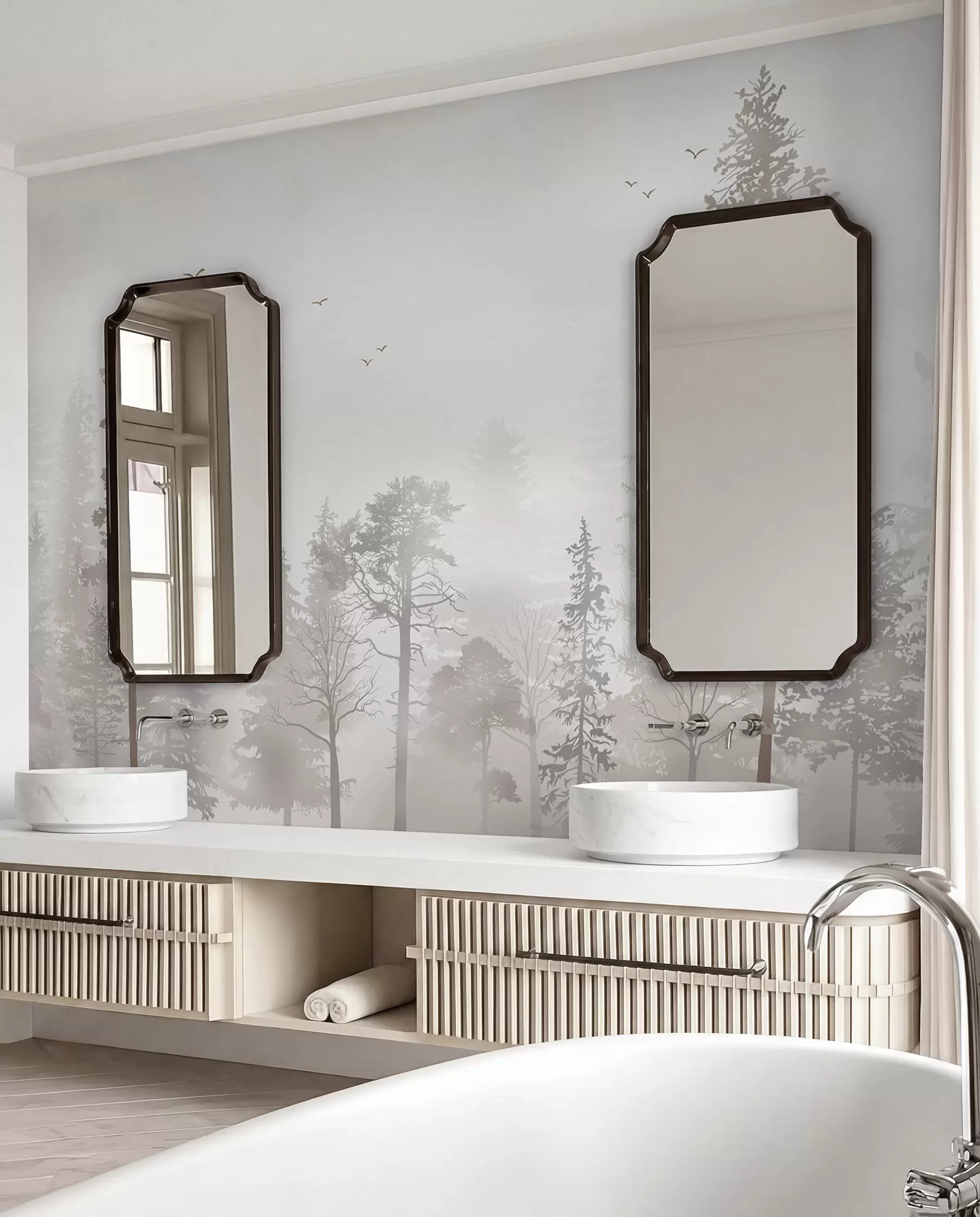 wall murals Borovi u bisernim tonovima u98508