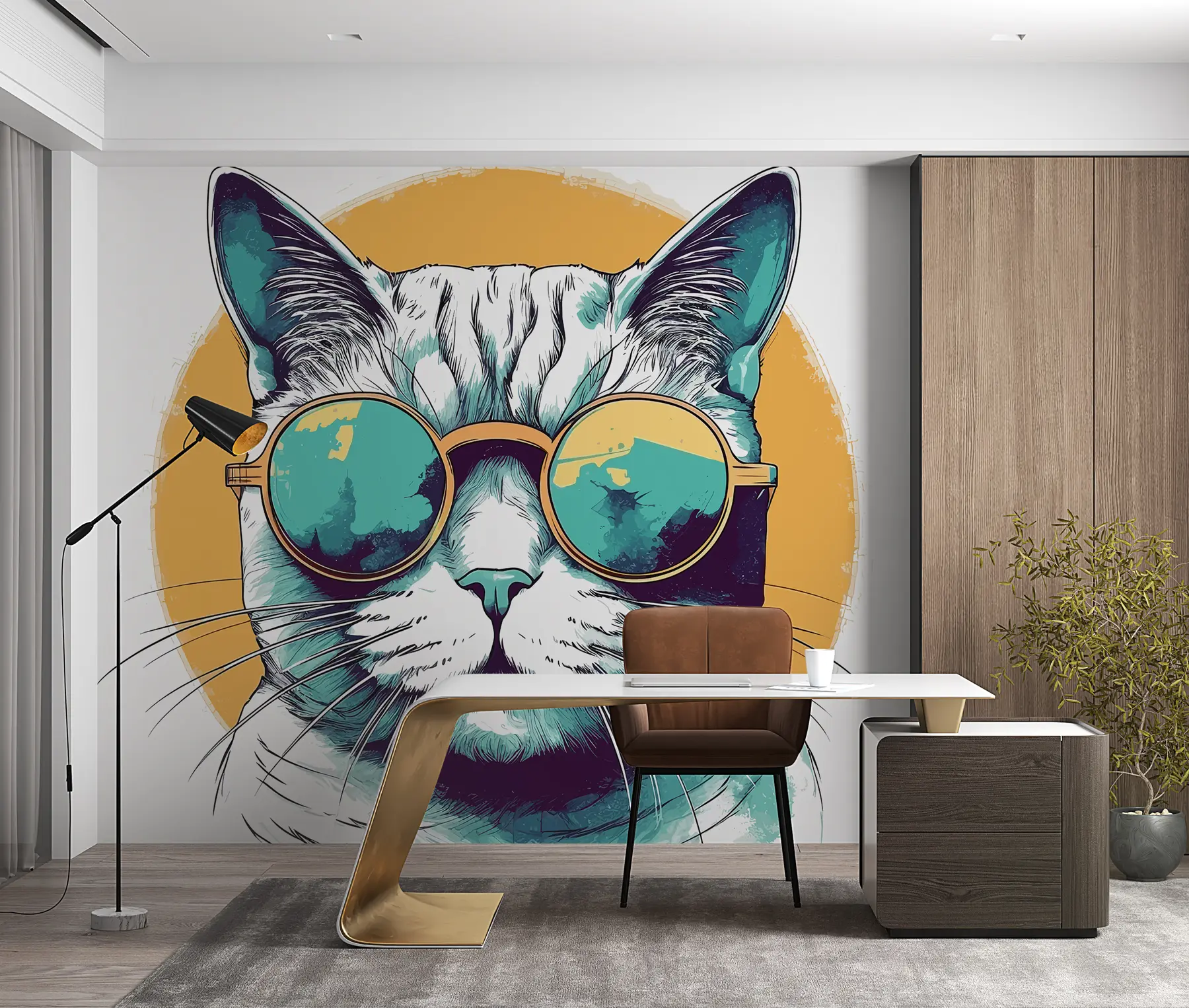 wall murals Илустрација срећног насмејаног пса који носи наочаре u98179