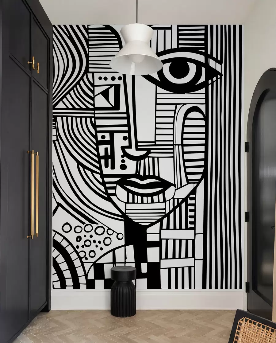 wall murals Апстрактно црно-бело лице u98714