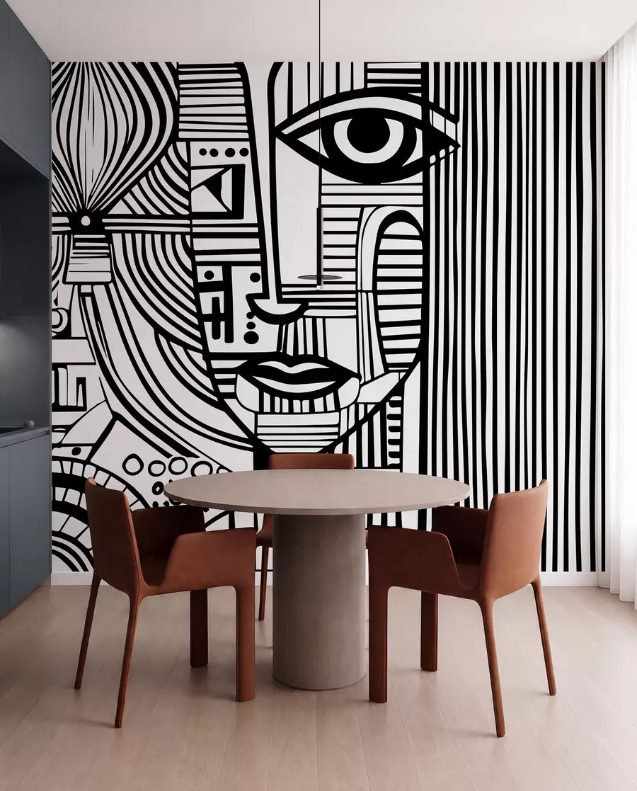 wall murals Апстрактно црно-бело лице u98714