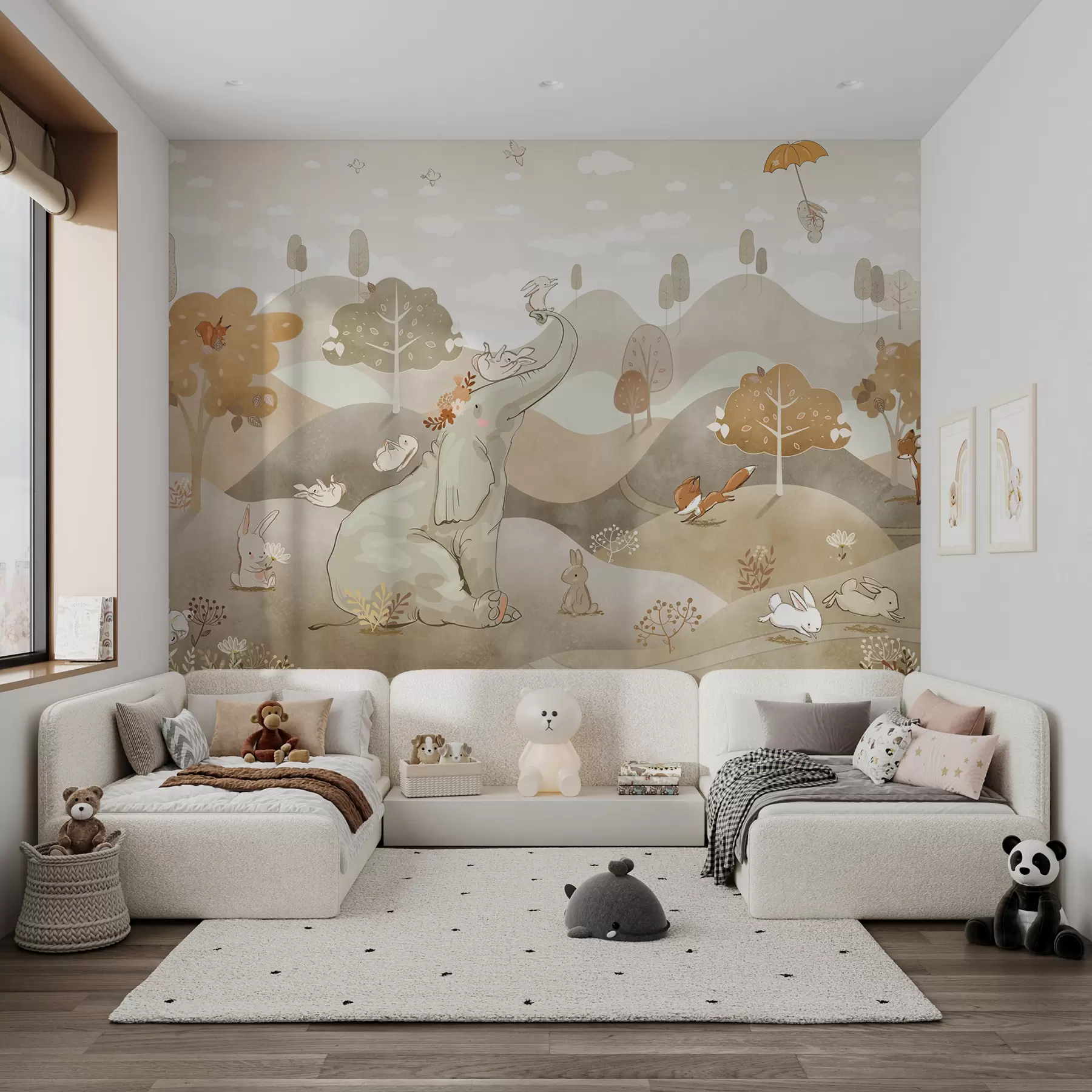 wall murals Пејзаж са слатким животињама u98695