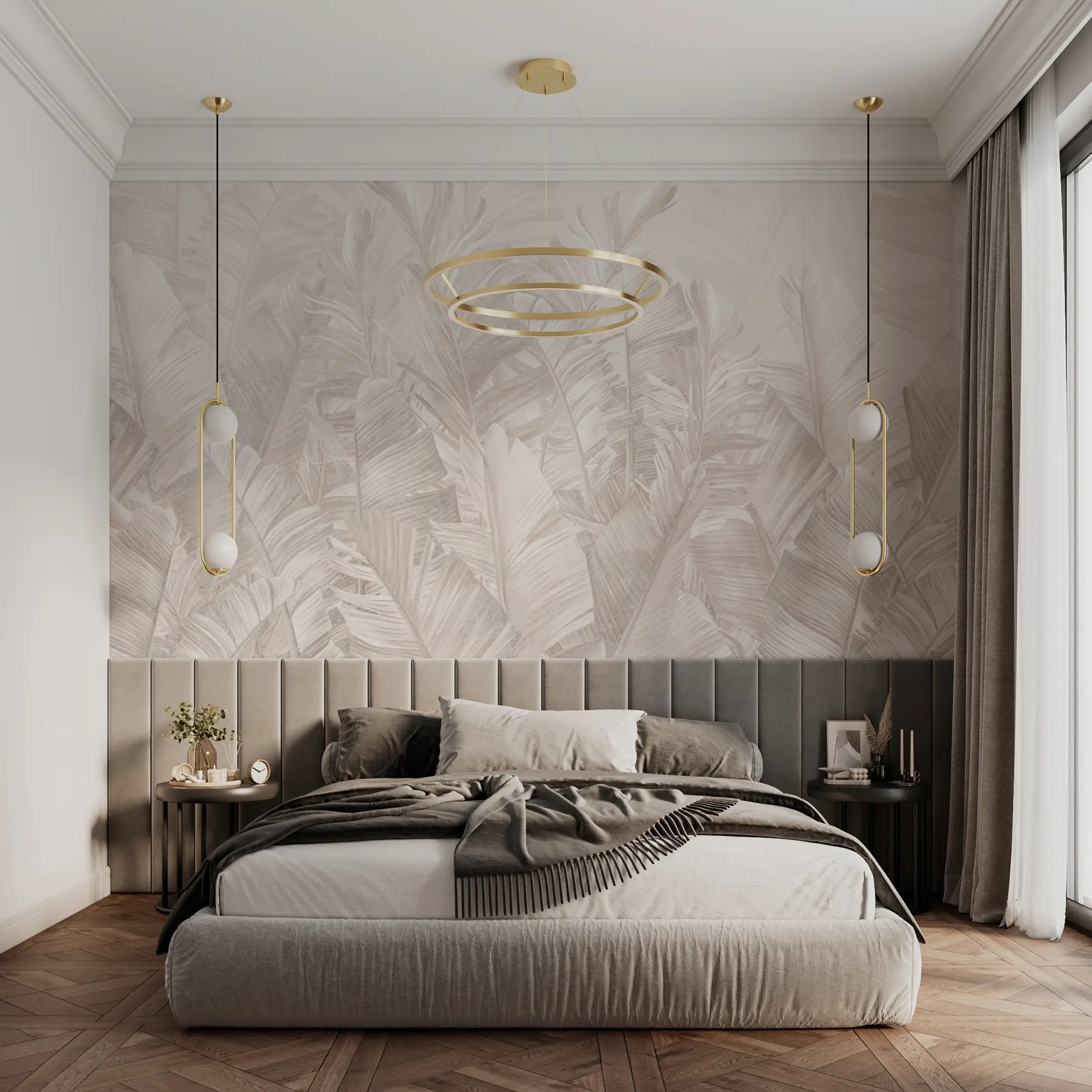 wall murals Тренди листови су тропске беж боје u98951