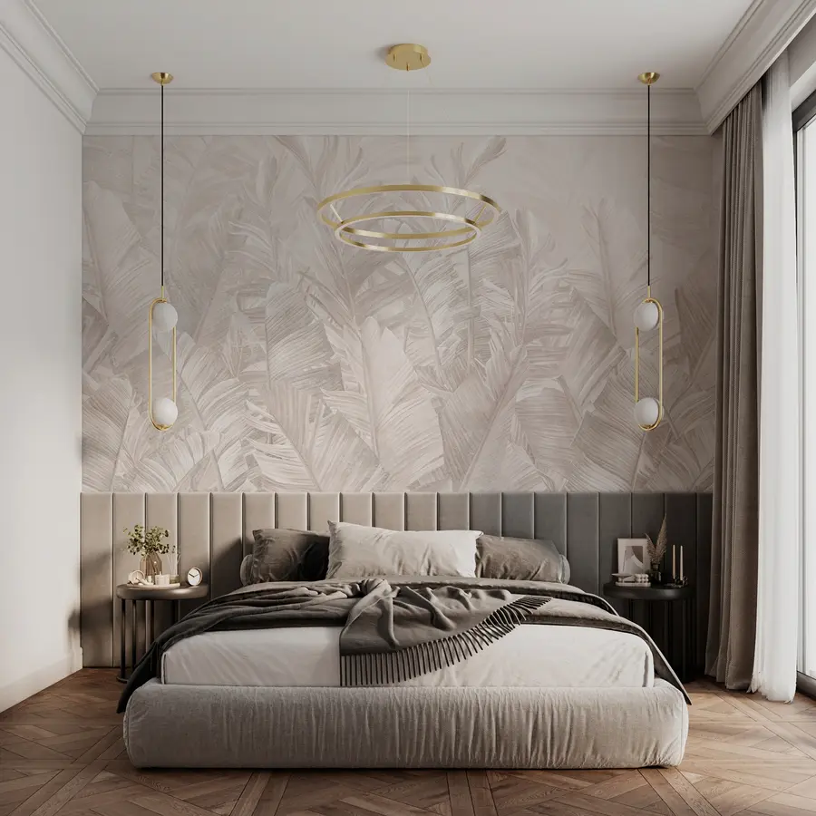 wall murals Тренди листови су тропске беж боје u98951