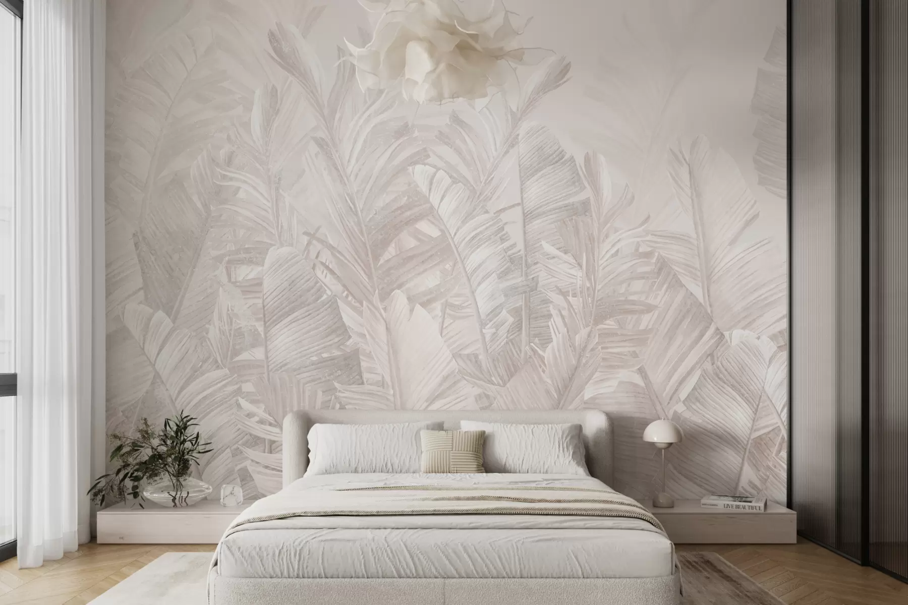 wall murals Тренди листови су тропске беж боје u98951