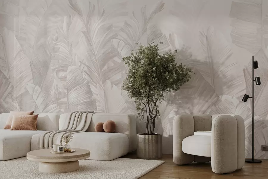 wall murals Тренди листови су тропске беж боје u98951