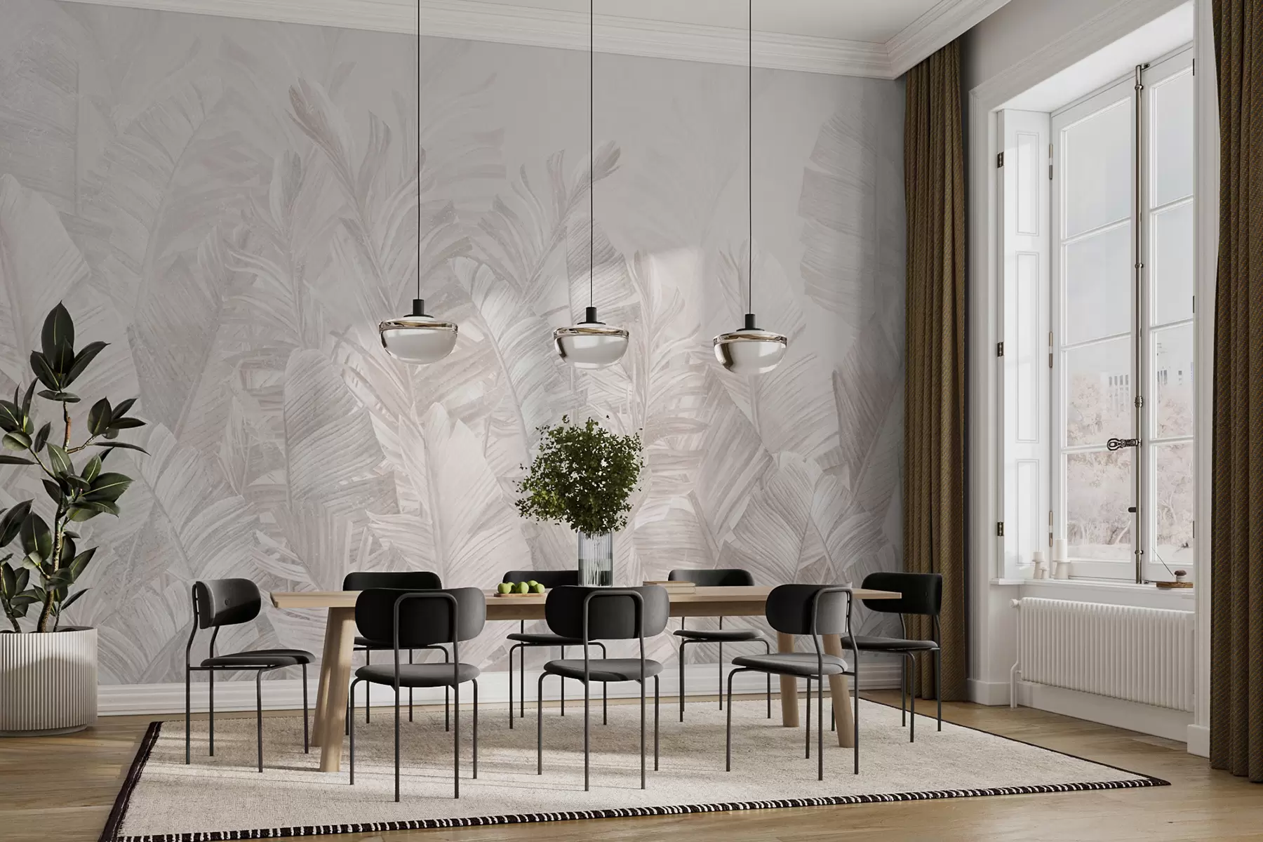 wall murals Тренди листови су тропске беж боје u98951