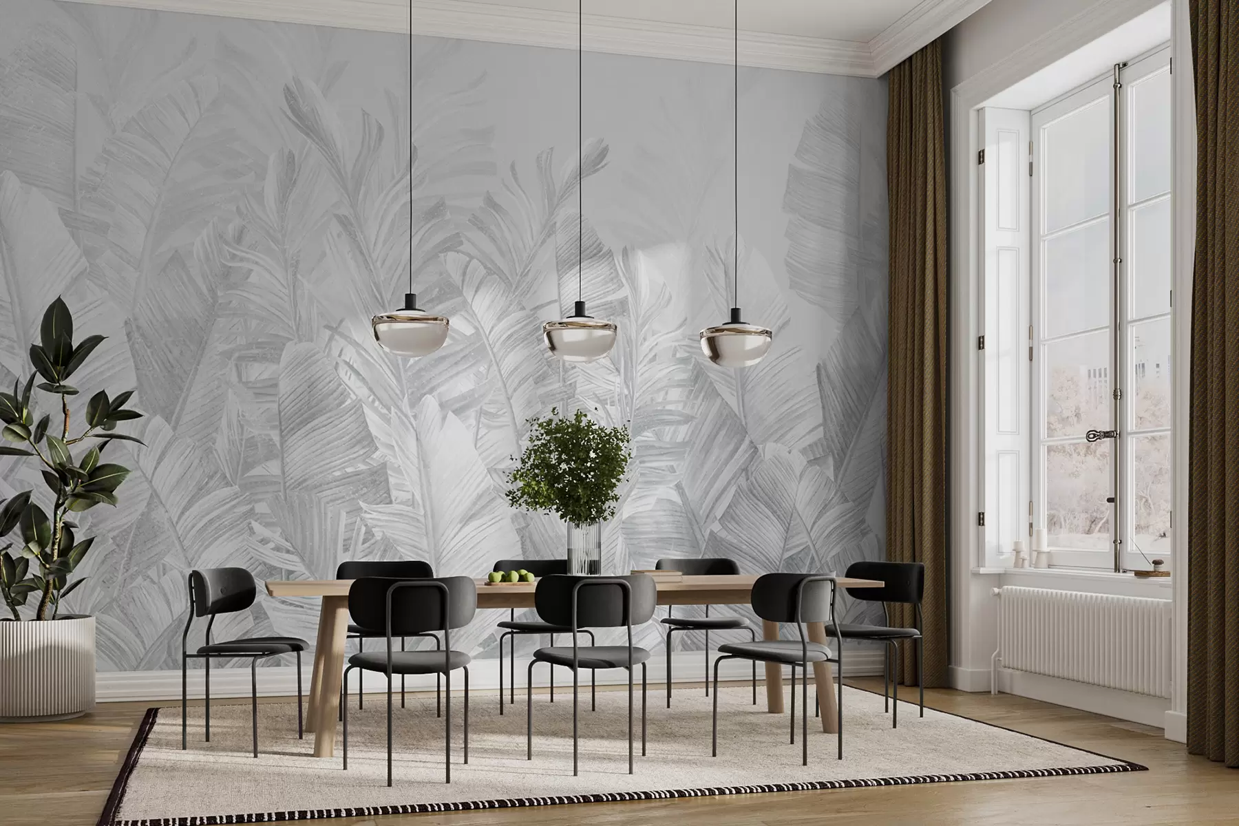 wall murals У тренду листови су тропско сиви u98951v2
