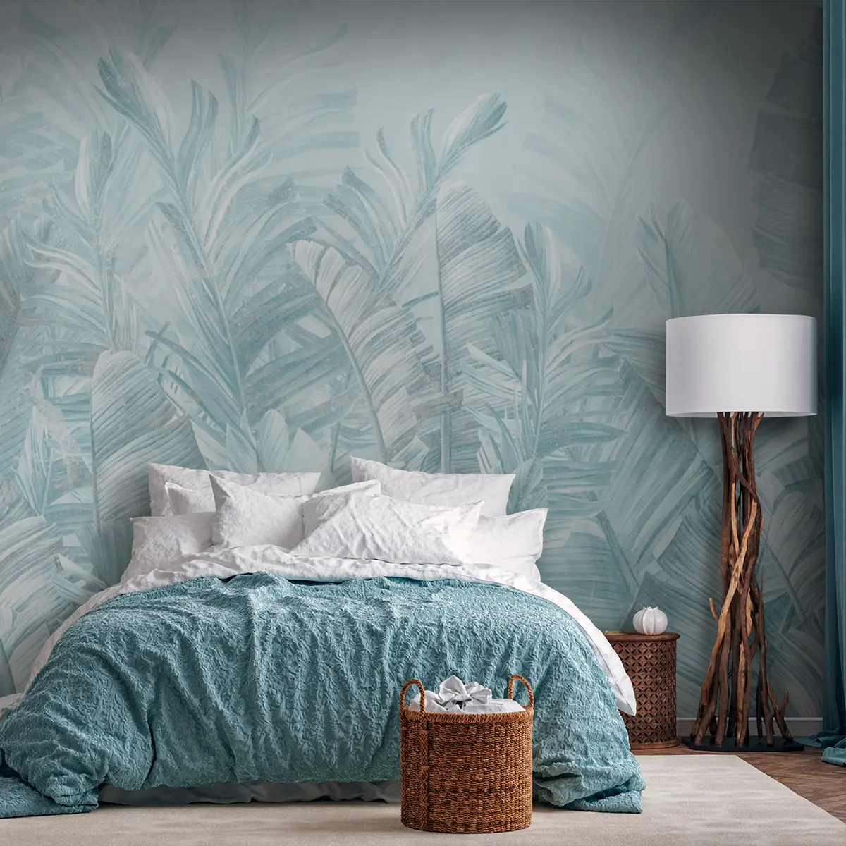 wall murals Tropska čipka u ledenoplavoj u98951v3