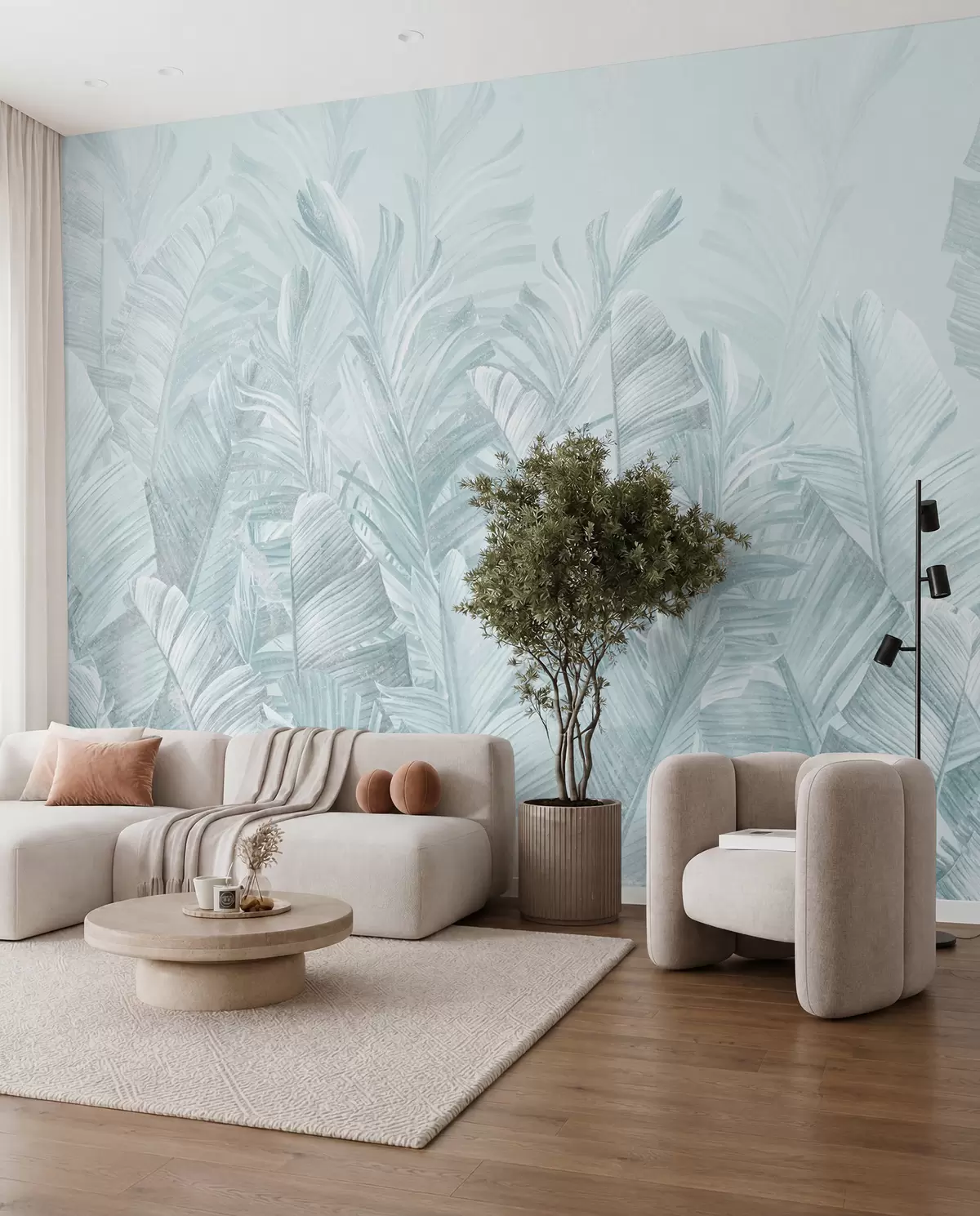 wall murals Tropska čipka u ledenoplavoj u98951v3