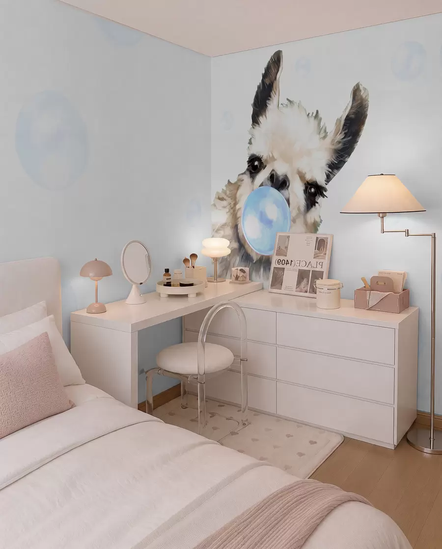 wall murals Весела лама и плави мехурићи u98952v1