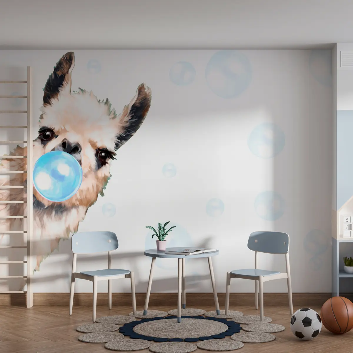 wall murals Lama s plavom žvakom u98952v1
