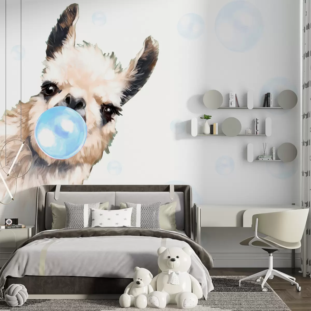 wall murals Lama s plavom žvakom u98952v1