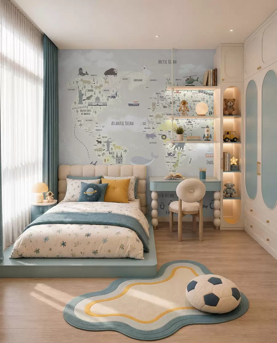wall murals Карта света за децу са животињама и знаменитостима u96587v1