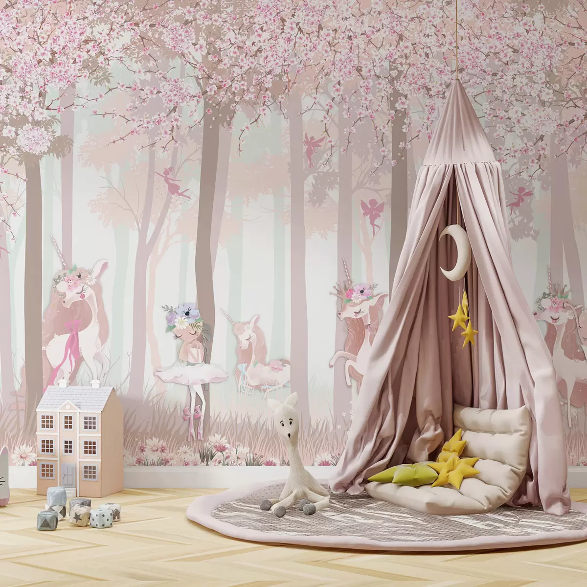 wall murals Princeze u cvjetnoj šumi u98694