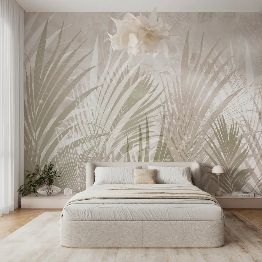 wall murals Тропски трендовски листови беж боје u98874