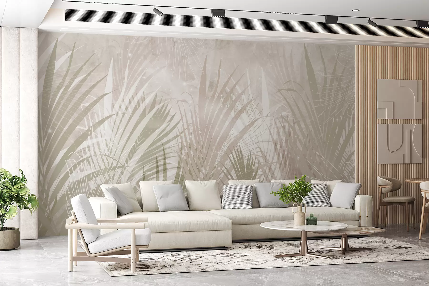 wall murals Тропски трендовски листови беж боје u98874