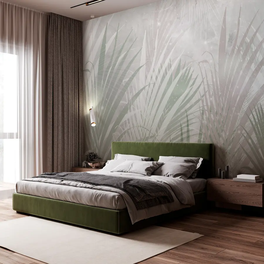wall murals Тропско модерно зелено лишће u98874v1