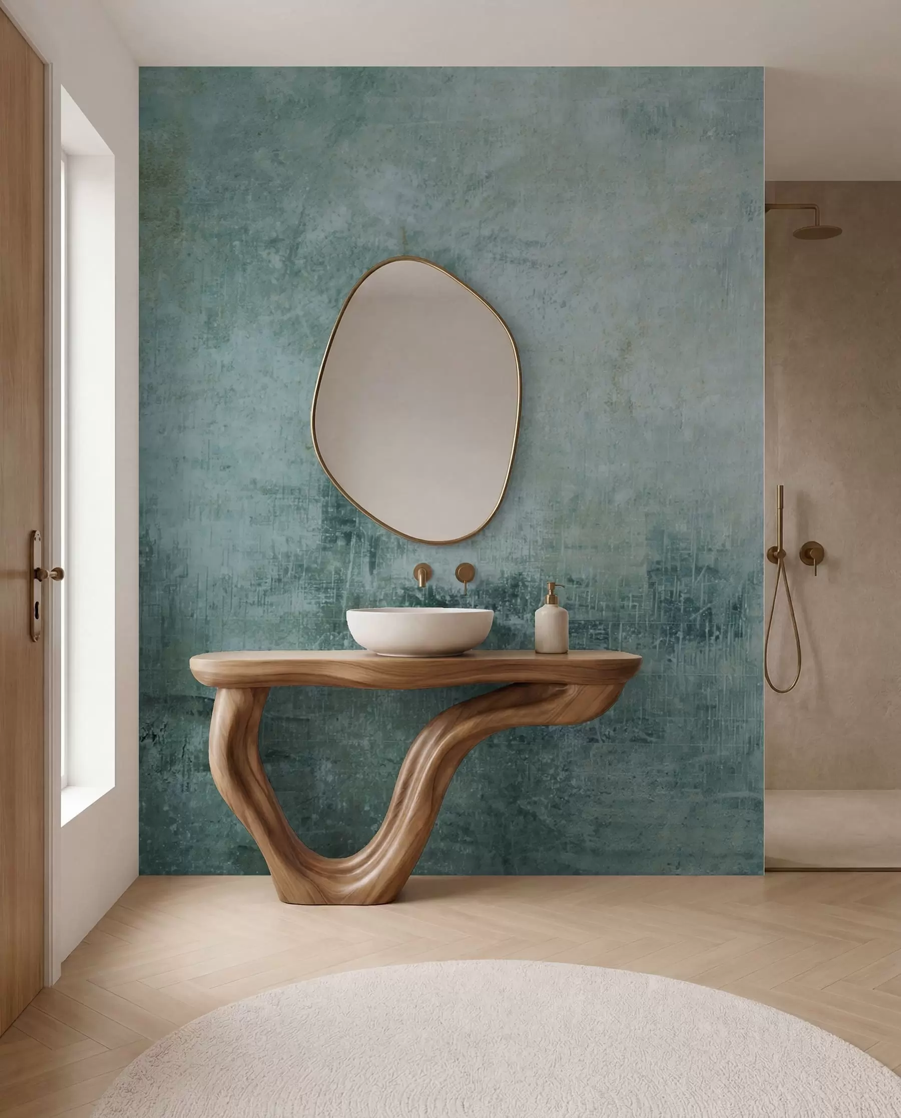 wall murals Beton u boji žalfije u47663v2