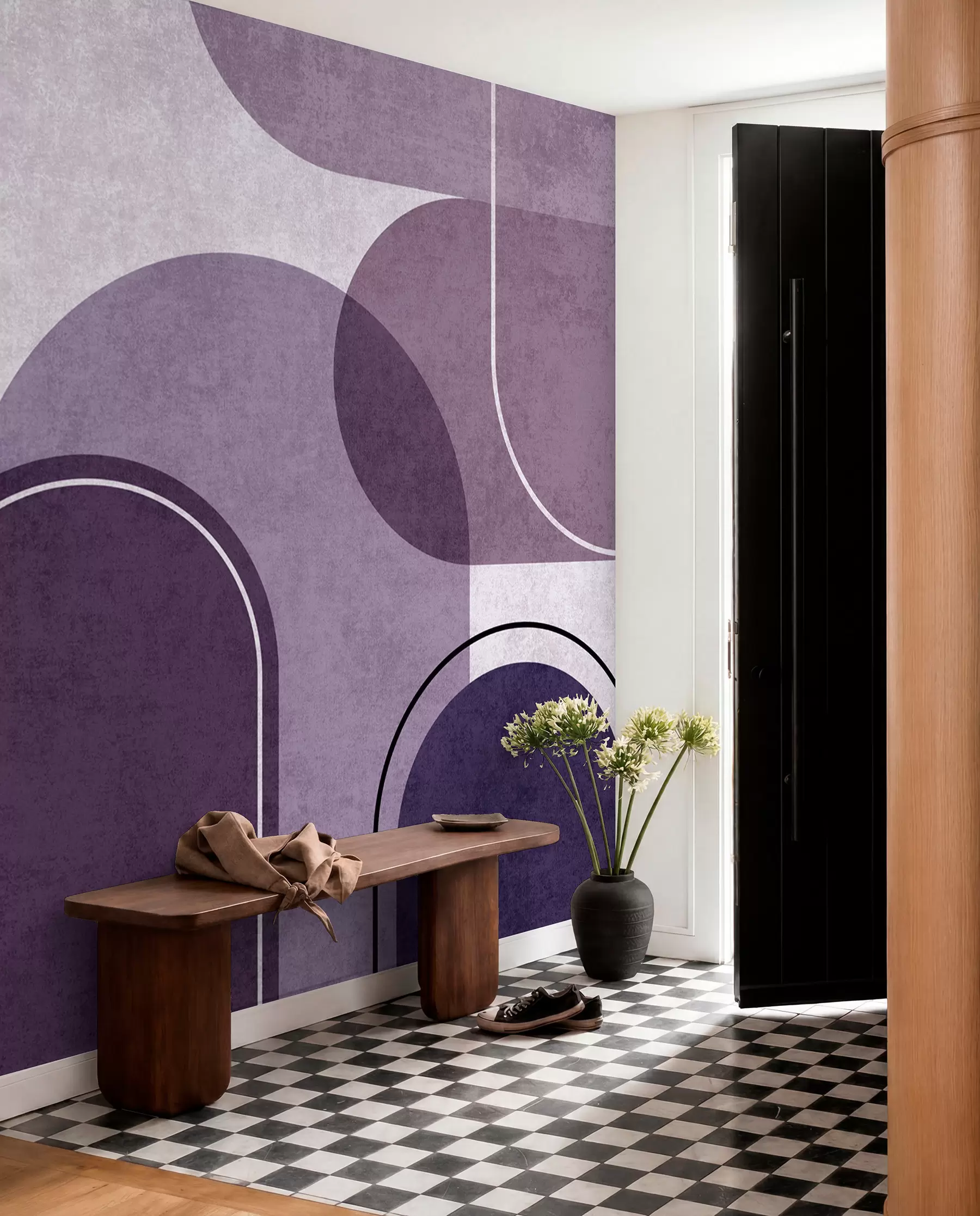 wall murals Геометријски лукови љубичасте боје u99095v4
