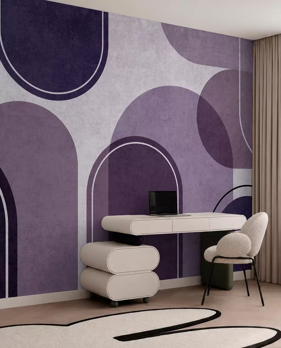 wall murals Геометријски лукови љубичасте боје u99095v4