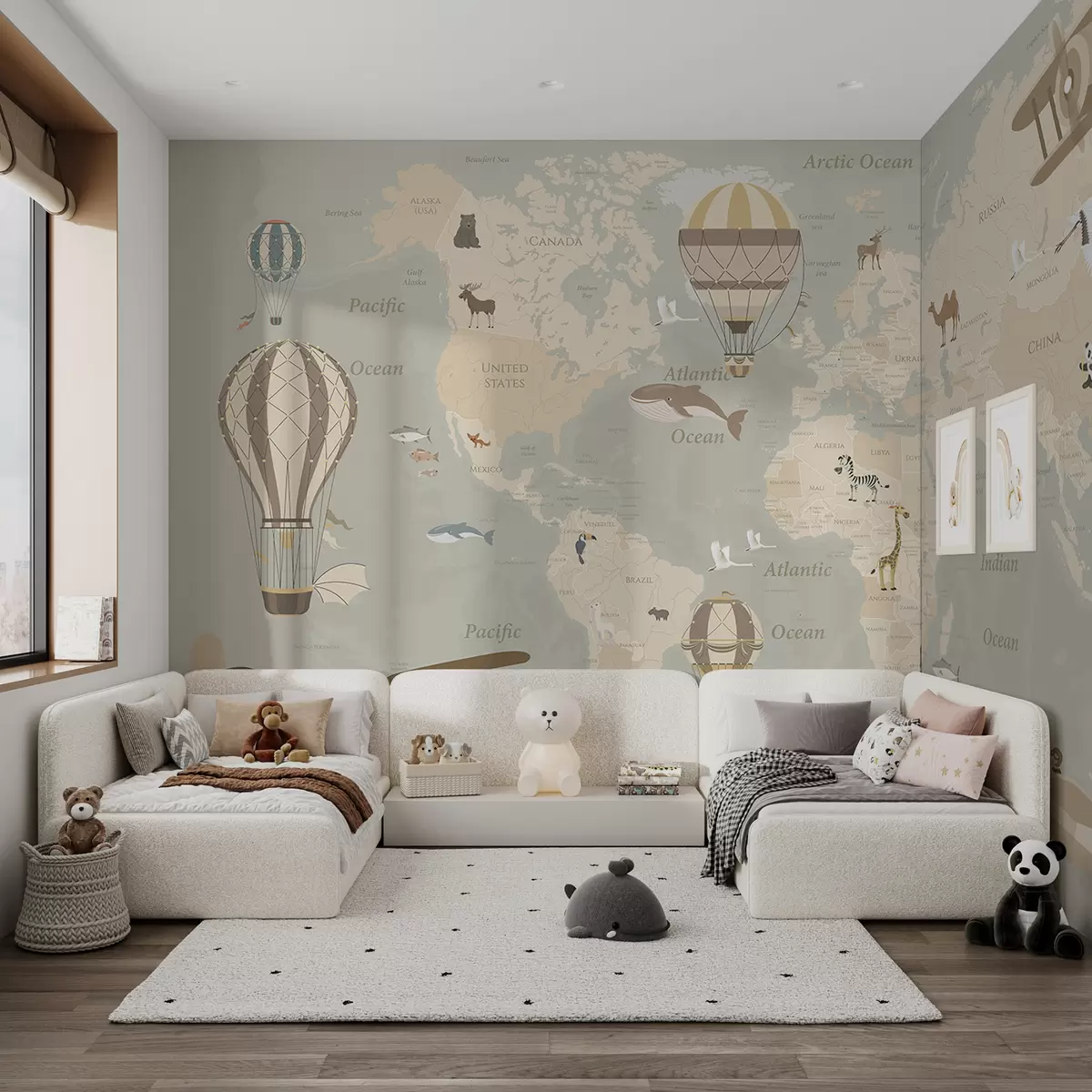 wall murals Karta svijeta sa balonima II u36066d2